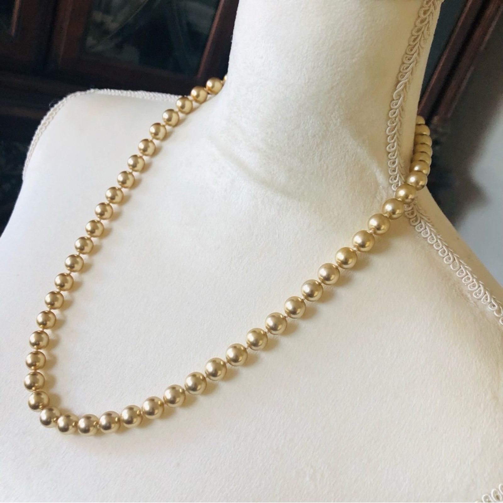 Vintage Vintage knotted gold glass pearl bead necklace Size ONE SIZE - 4 Thumbnail