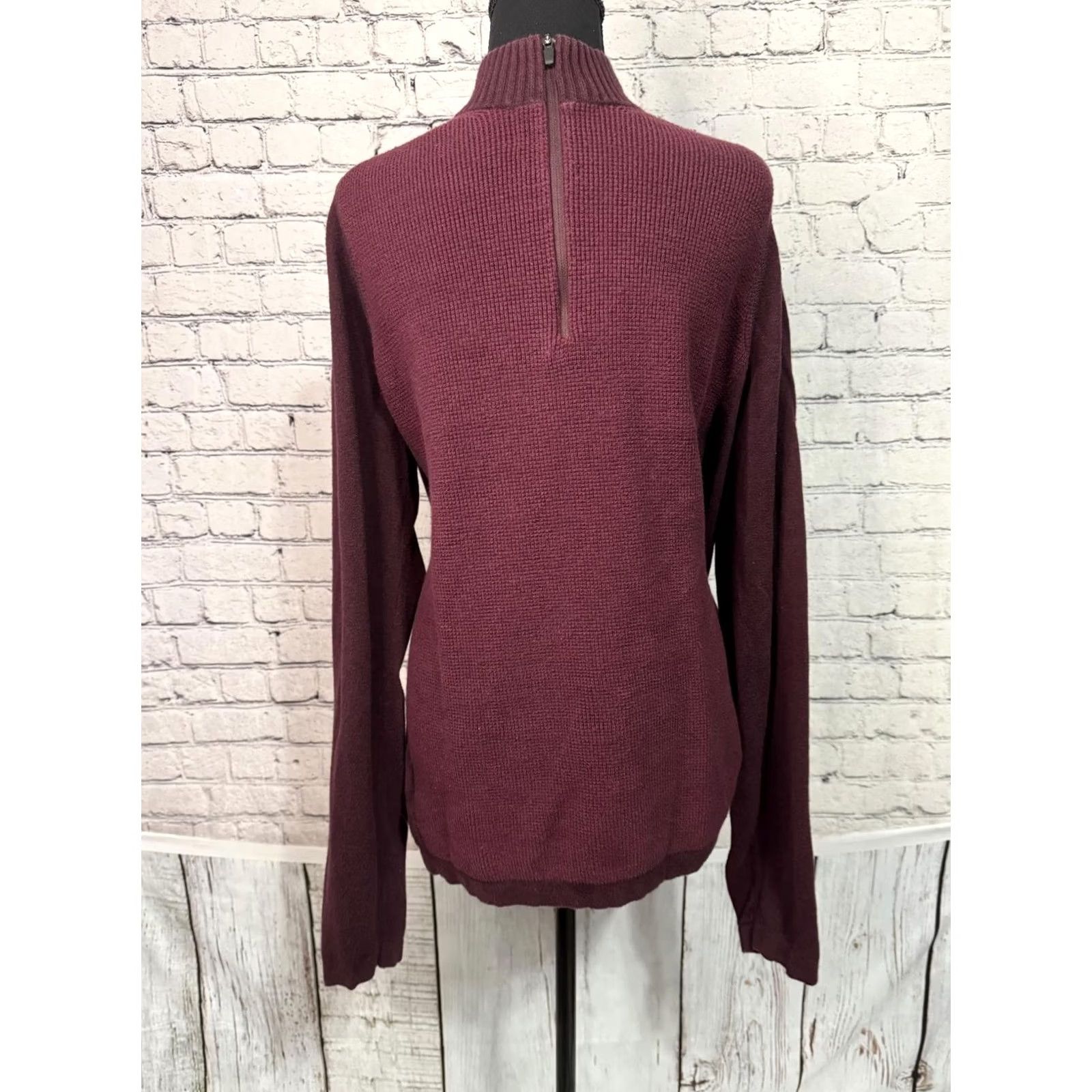 Eddie Bauer Eddie Bauer Men's Burgundy Half-Zip Sweater TL Large Knit Stand-Up Collar Zip Casual, Big & Tall, Red, Mid-Length, Regular Fit Size US L / EU 52-54 / 3 - 6 Thumbnail