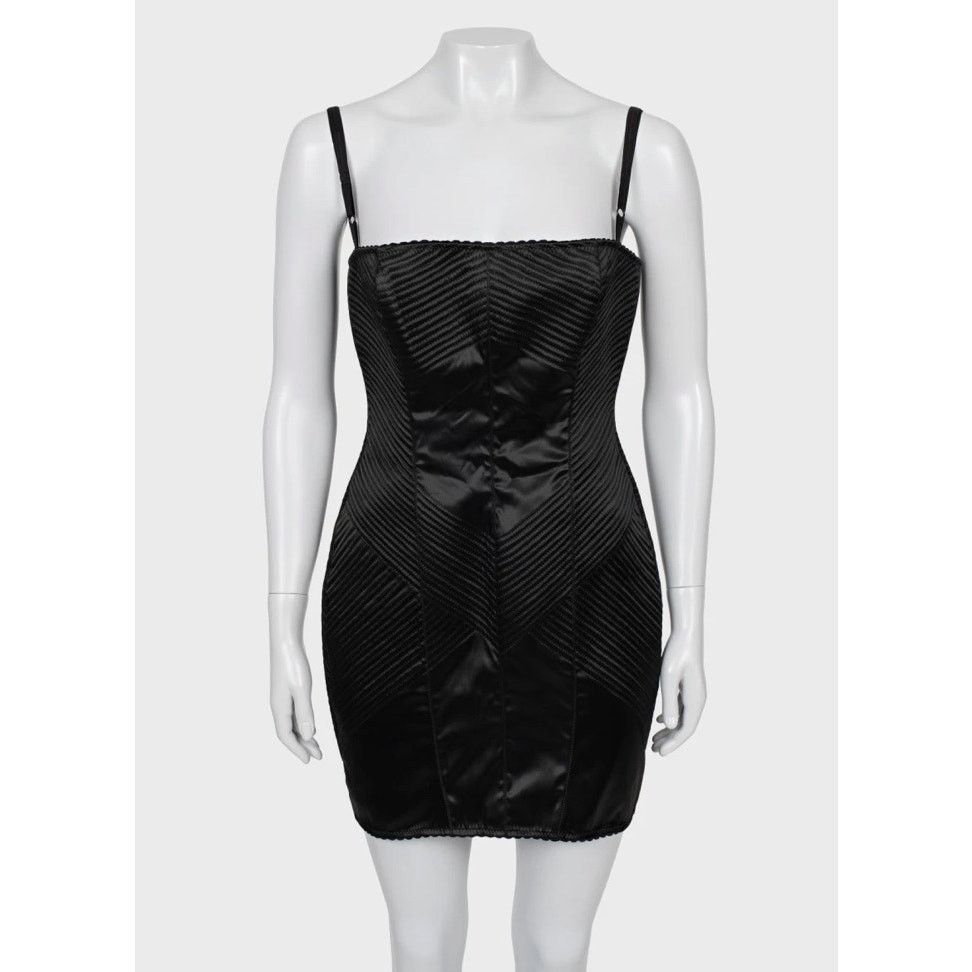Dolce & Gabbana Dolce & Gabbana Black Acetate Fitted Dress Sz.46 Size XL / US 12-14 / IT 48-50 - 1 Thumbnail