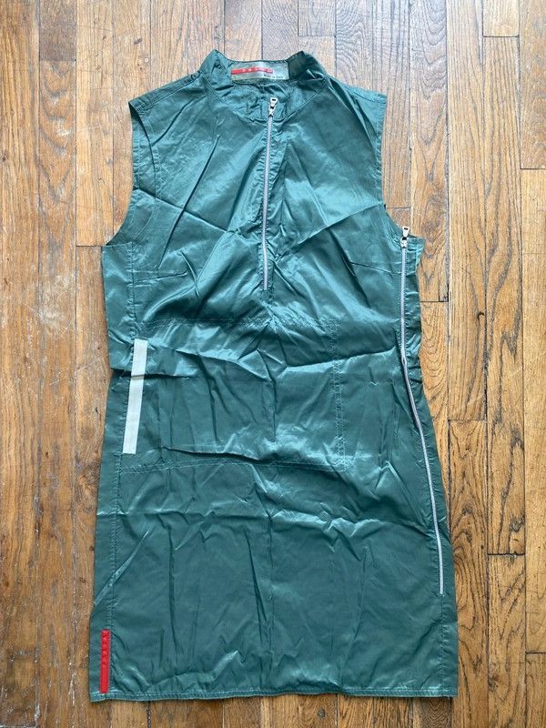 image of Miu Miu x Prada Ss 1999 Prada Dress Sport Luna Rossa Nylon Red Tab Vintage in Green, Women's (Size 