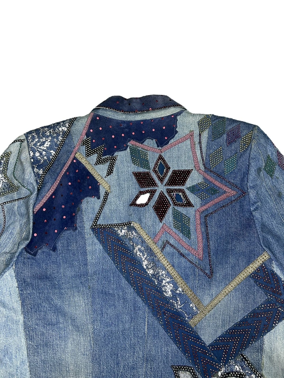Roberto Cavalli 80s Patchwork Denim Blazer Size S / US 4 / IT 40 - 10 Thumbnail