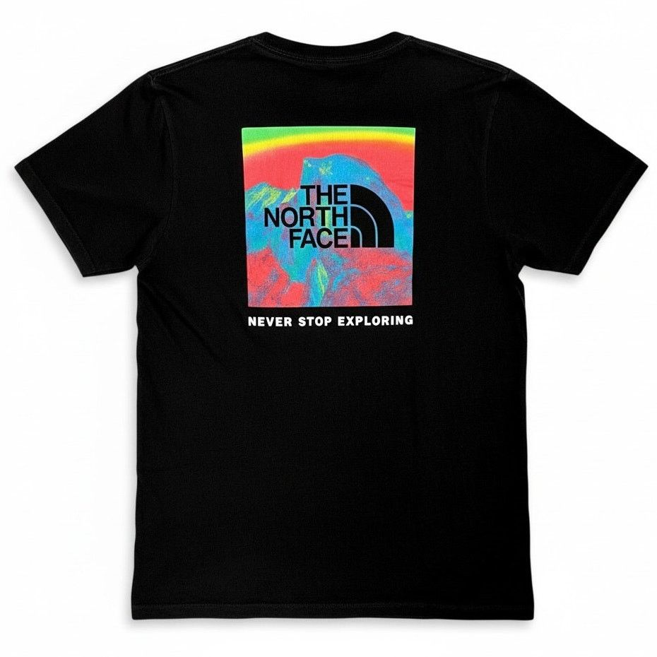 The North Face Men Black Multicolor Logo Mountain T-Shirt L