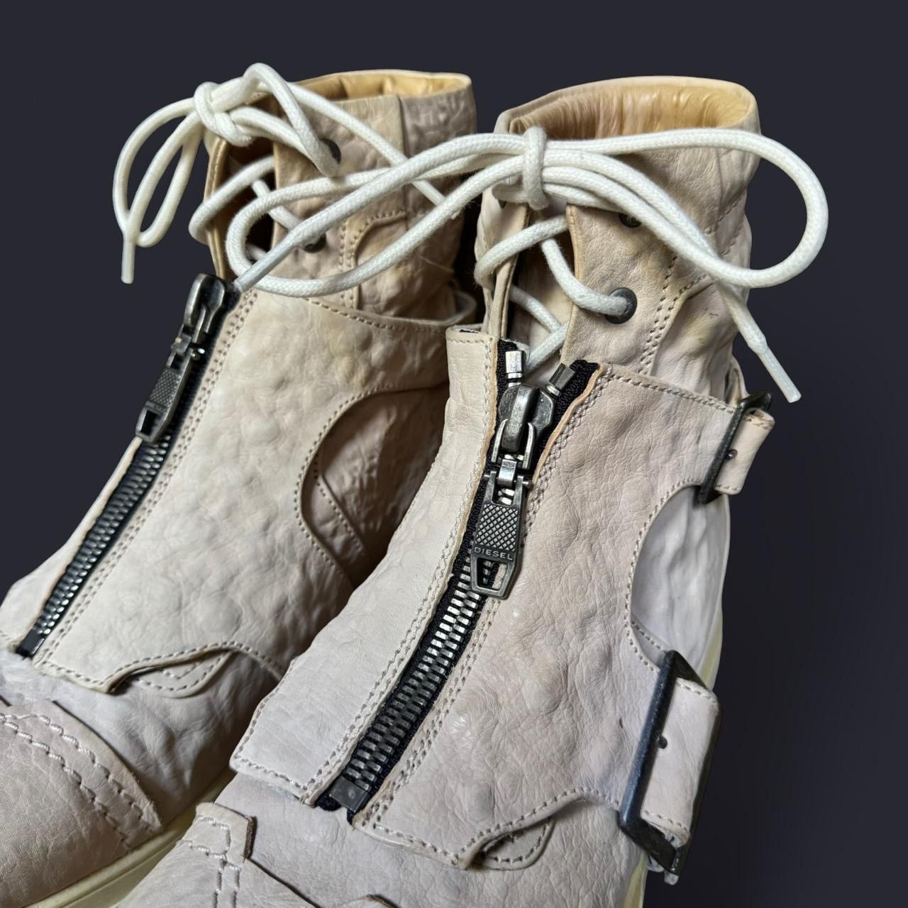Diesel diesel men's D klosure cream leather lace up combat boots Size US 9 / EU 42 - 4 Thumbnail