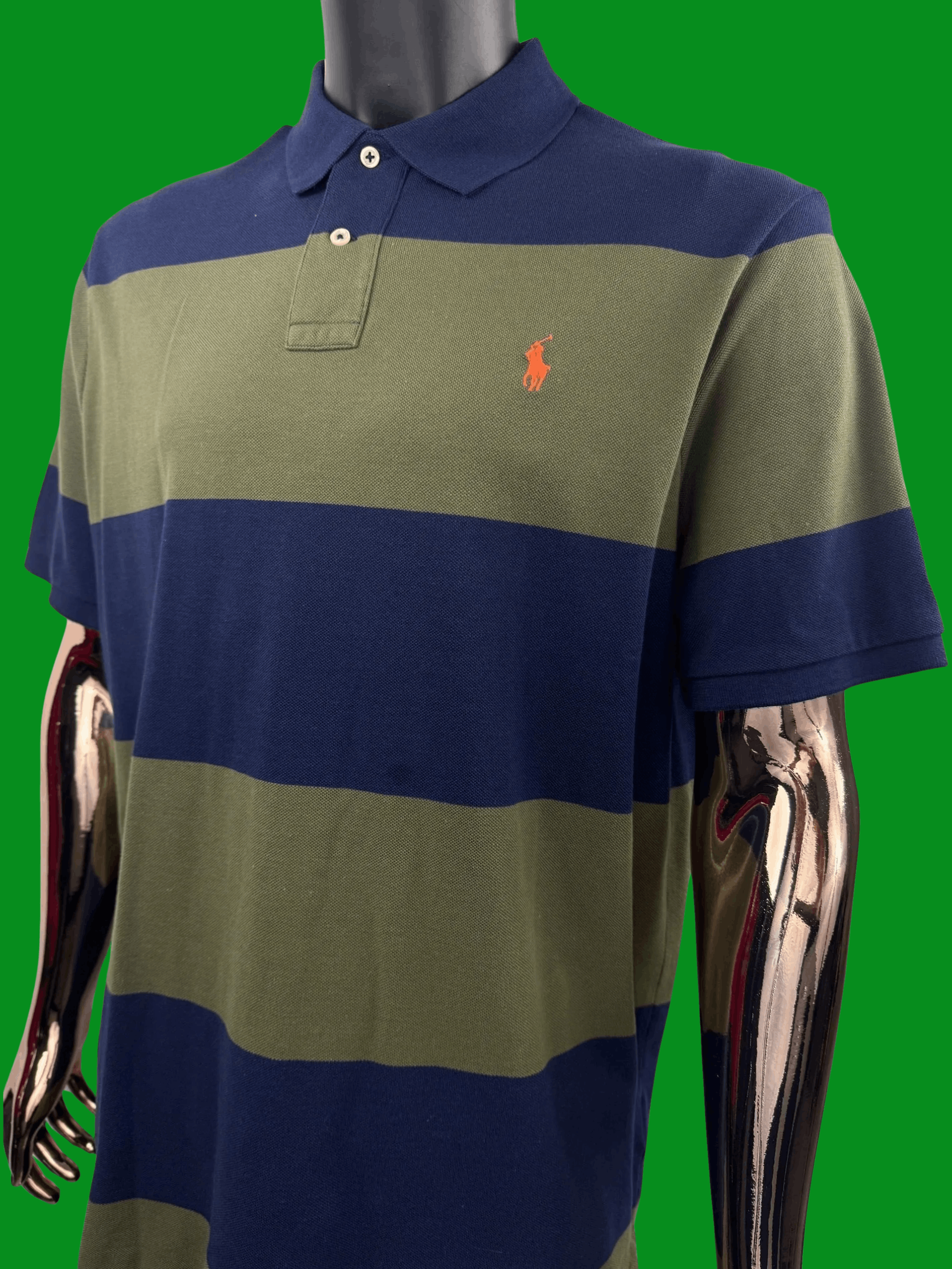 Polo Ralph Lauren VTG Polo Ralph Lauren Classic Fit Striped Mesh Size US XL / EU 56 / 4 - 1 Thumbnail