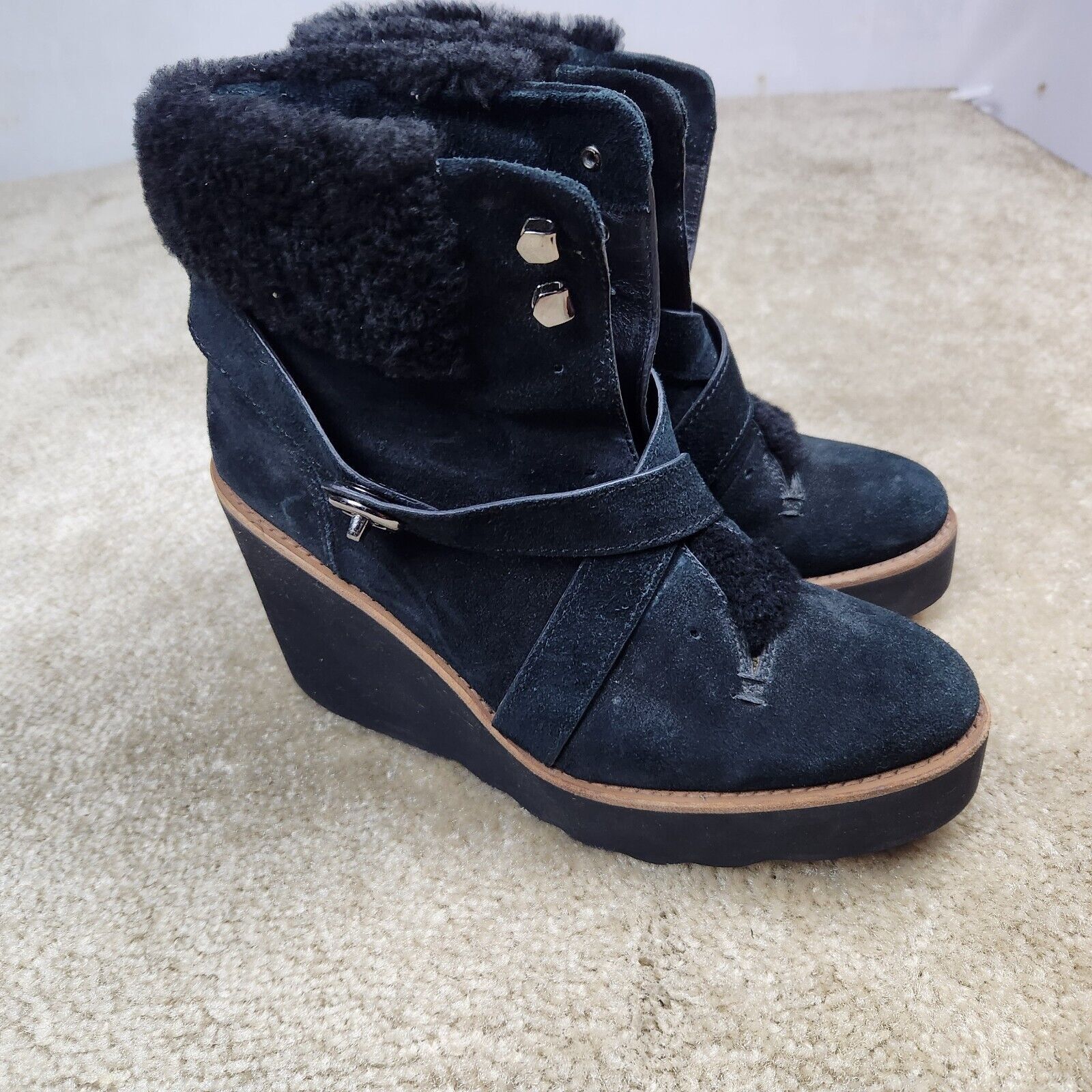 Coach Coach Kenna Wedge Boots Suede Shearling Black Size 7.5 B Size US 7.5 / IT 37.5 - 1 Thumbnail
