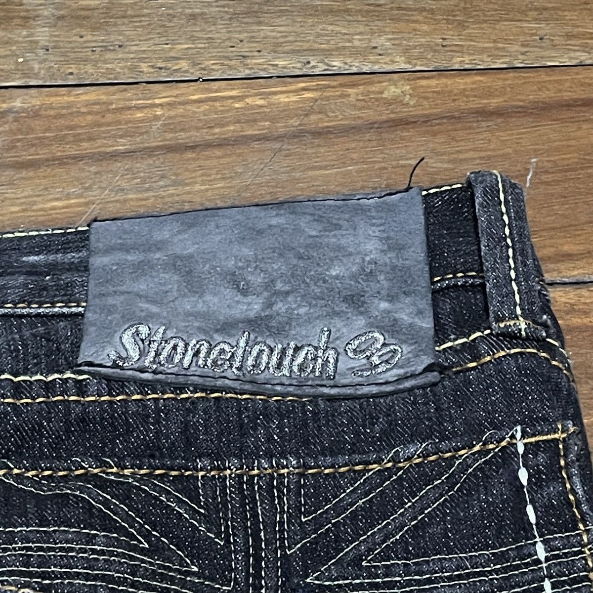 Le Grande Bleu (L.G.B.) Rare Design Vintage Brand Stone Touch Flared Jeans 2000s Size US 34 / EU 50 - 9 Thumbnail