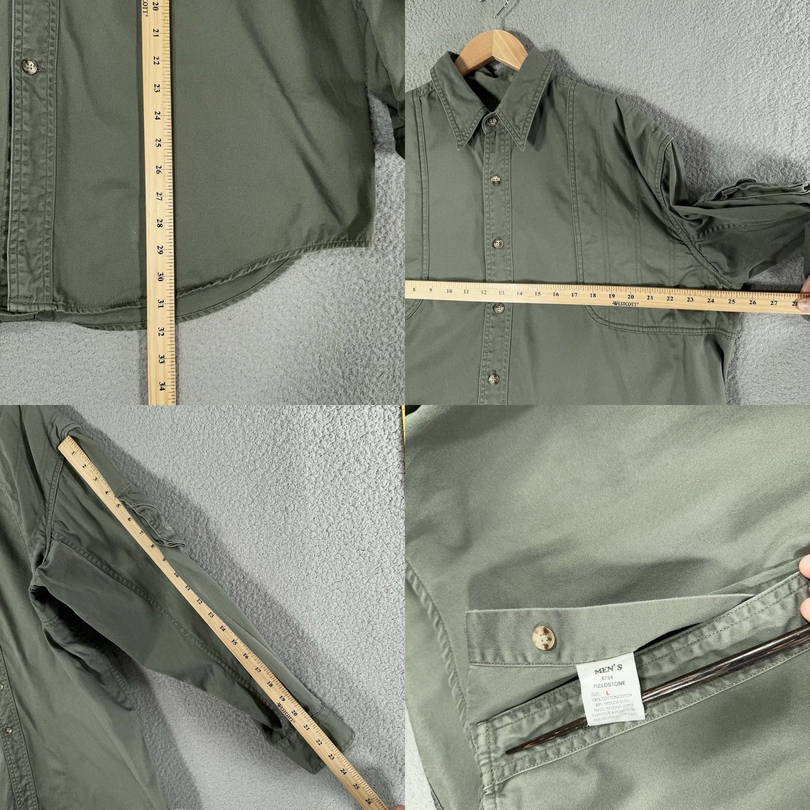 Vintage VINTAGE Woolrich Shirt Mens Button-Up Long Sleeve Olive Green 90s Hunting Military Outdoor Rugged Utility Large L Size US L / EU 52-54 / 3 - 8 Thumbnail