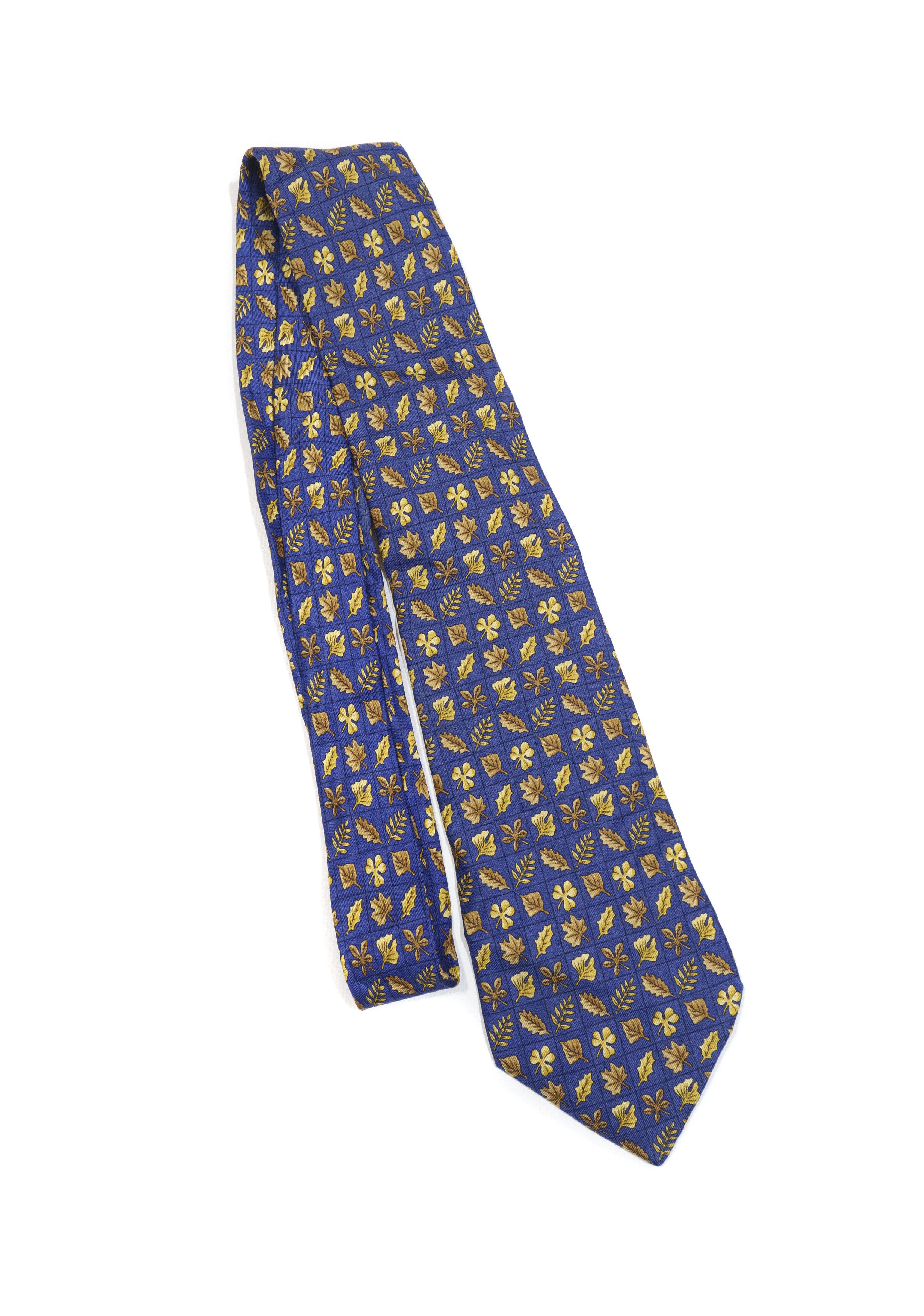Hermes 90S Leaves Monogram Silk Tie Vintage Size ONE SIZE - 1 Thumbnail
