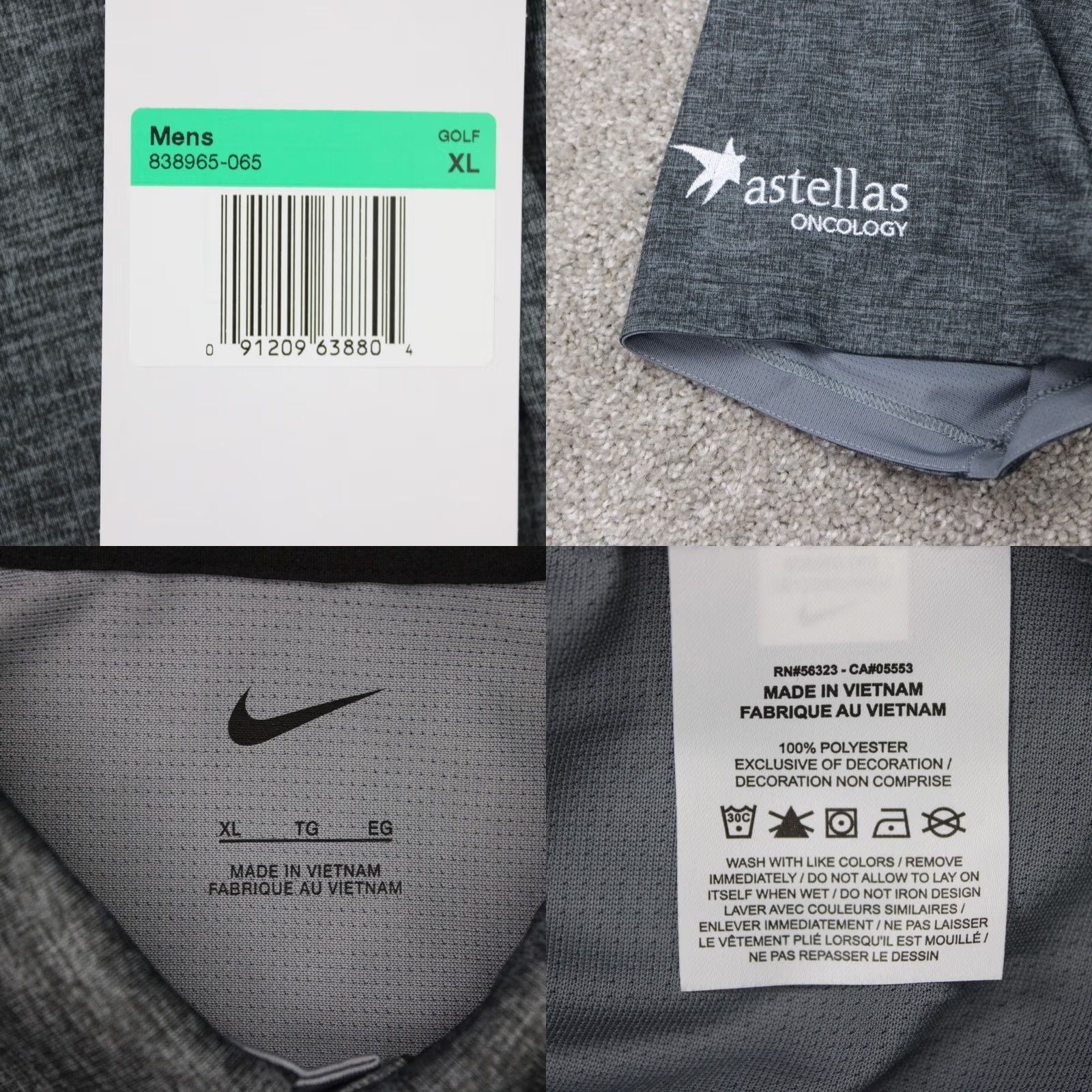 Nike Nike Polo Shirt Mens XL Gray 100% Polyester Short Sleeve Pullover Golf Dri-Fit Crosshatch Logo Size US XL / EU 56 / 4 - 8 Thumbnail