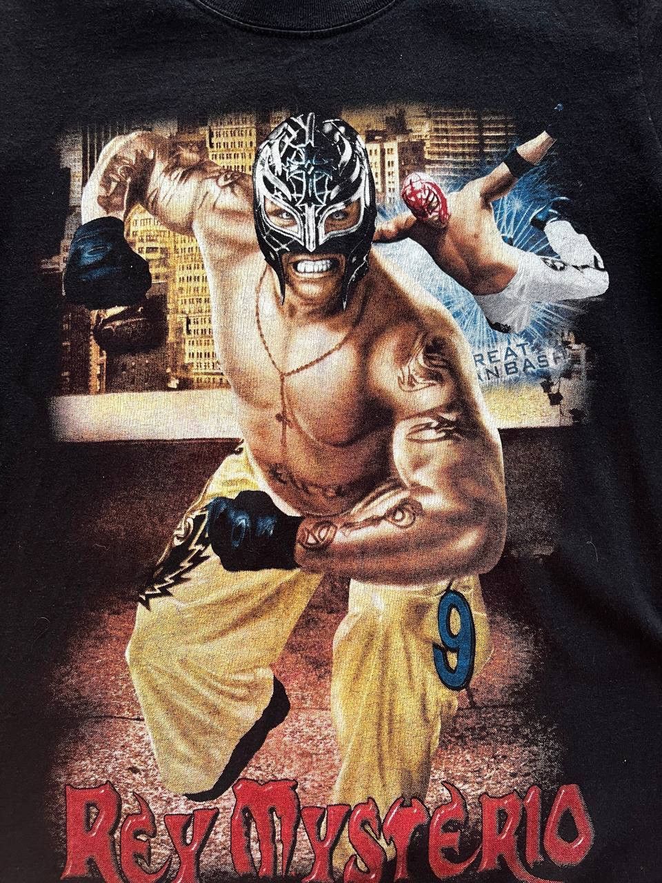 Band Tees × Vintage Solid Rock Rey Mysterio T-Shirt Black Size M Size US M / EU 48-50 / 2 - 5 Thumbnail