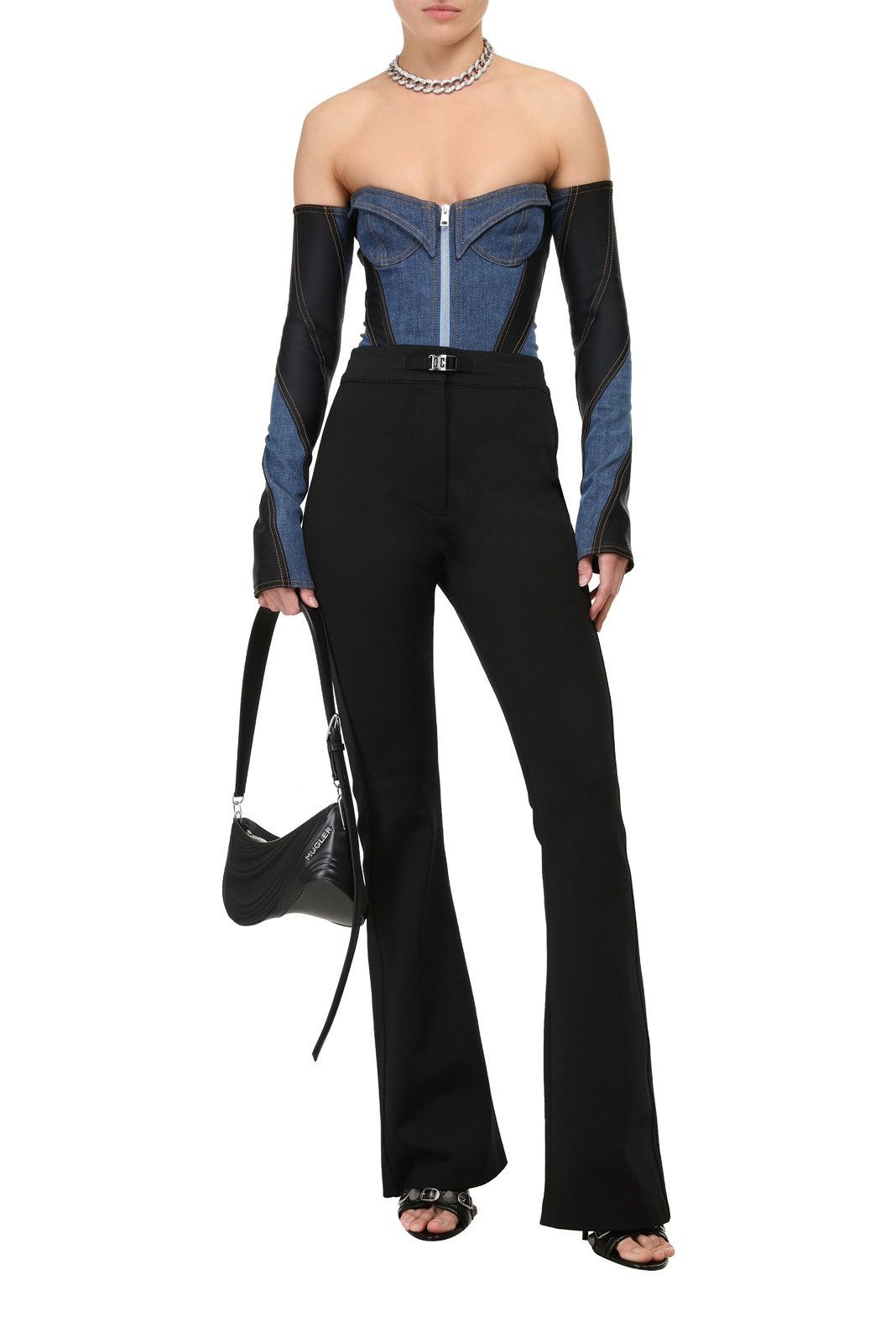 Designer × Mugler Last Size Mugler Denim Corset Bodysuit Size XS / US 0-2 / IT 36-38 - 2 Thumbnail