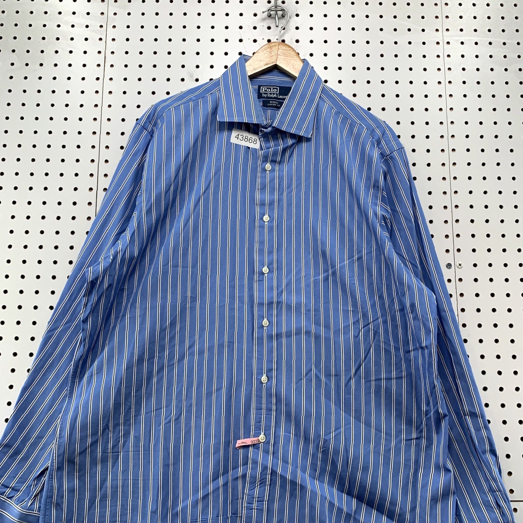 Polo Ralph Lauren Polo Ralph Lauren Button Up Regent Shirt Mens XL 17 Neck Blue Striped Size US XL / EU 56 / 4 - 2 Thumbnail