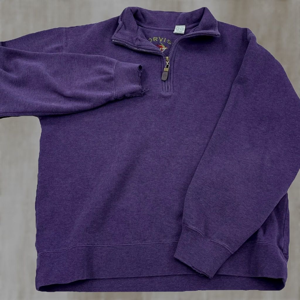 Orvis Orvis Men Medium Purple Pull Over Sweater Quarter Zip Fly Fishing * Size US M / EU 48-50 / 2 - 1 Thumbnail