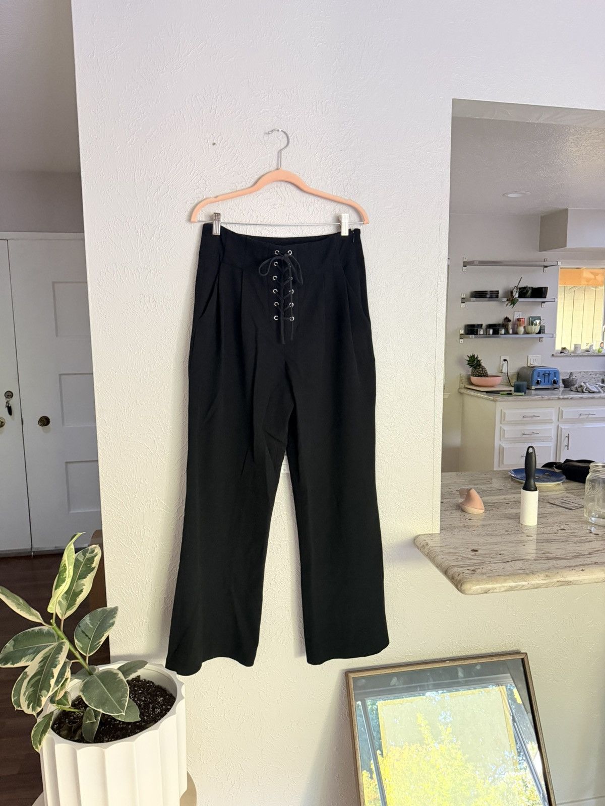 A.L.C. A.L.C. Estrada high waisted wide leg black trouser pants 10 Size 32" / US 10 / IT 46 - 16 Thumbnail