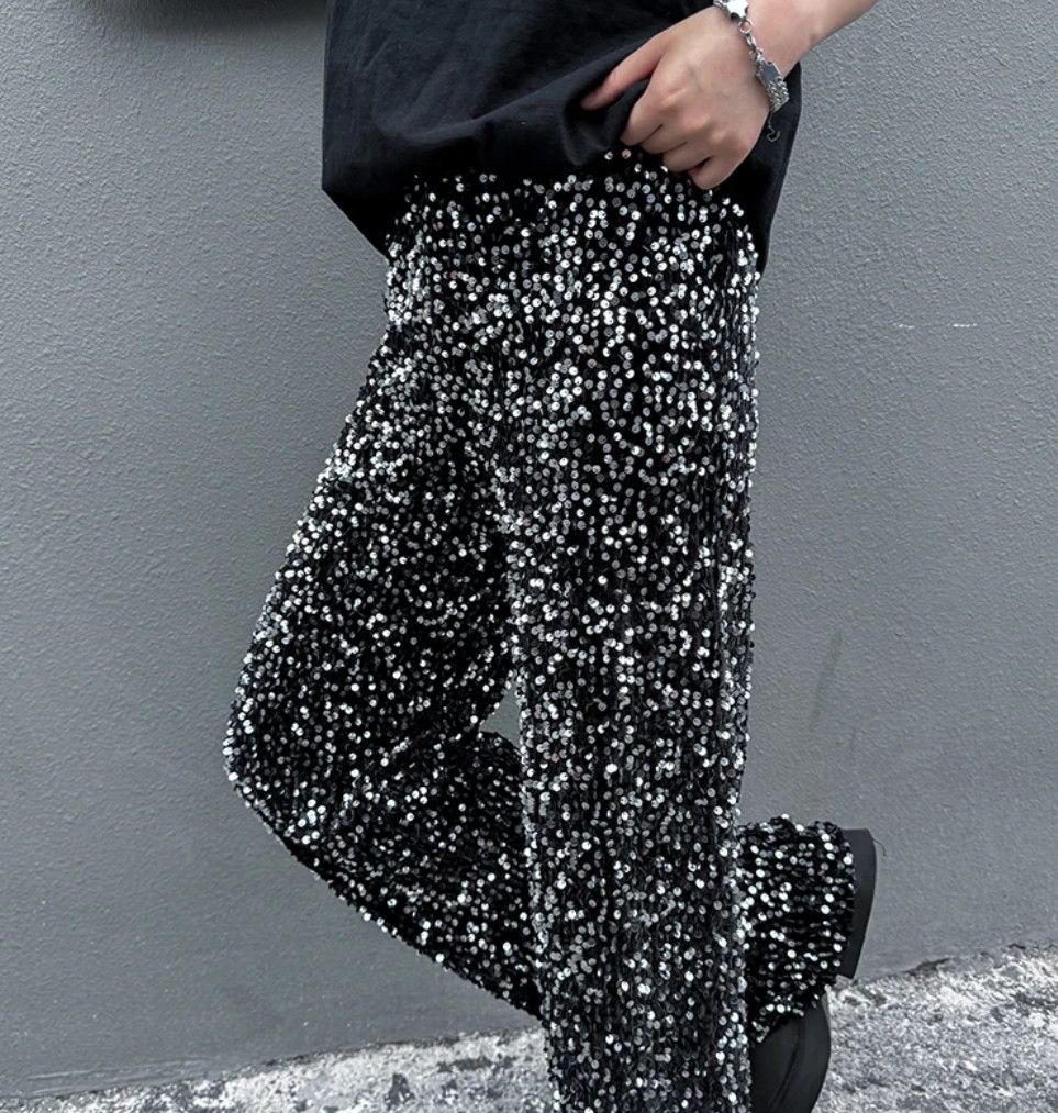 Japanese Brand × Vintage Wide Leg Pant Sequin Niche Design Bling Hip Size US 30 / EU 46 - 3 Thumbnail