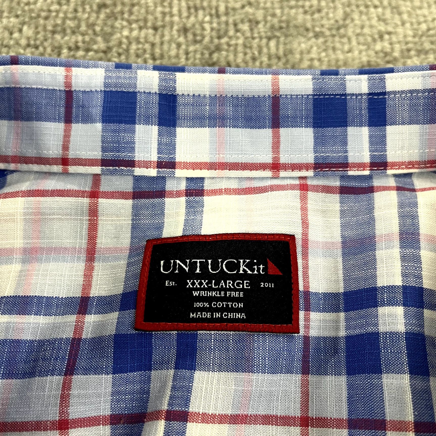 UNTUCKit UNTUCKit Shirt Mens 3XL XXL Red White Blue Plaid Button Up Cotton Wrinkle Free Shirt Size US XXL / EU 58 / 5 - 2 Thumbnail