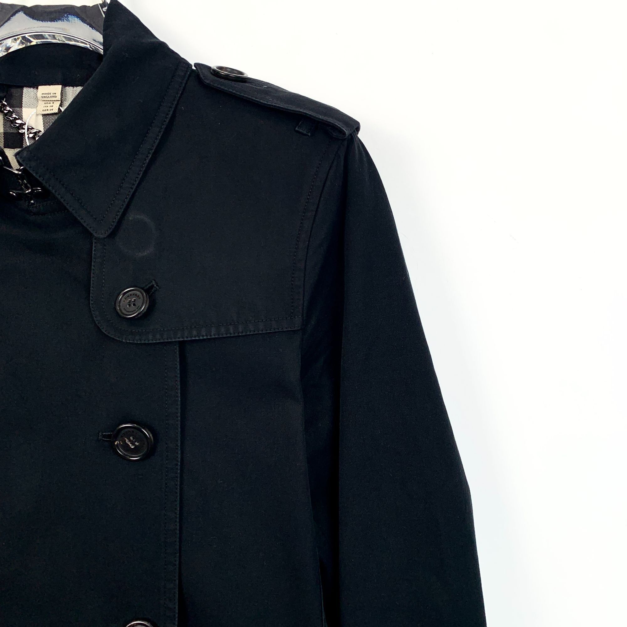 Burberry Burberry Black Double-Breasted Cotton Trench Coat With Belt Size S / US 4 / IT 40 - 7 Thumbnail