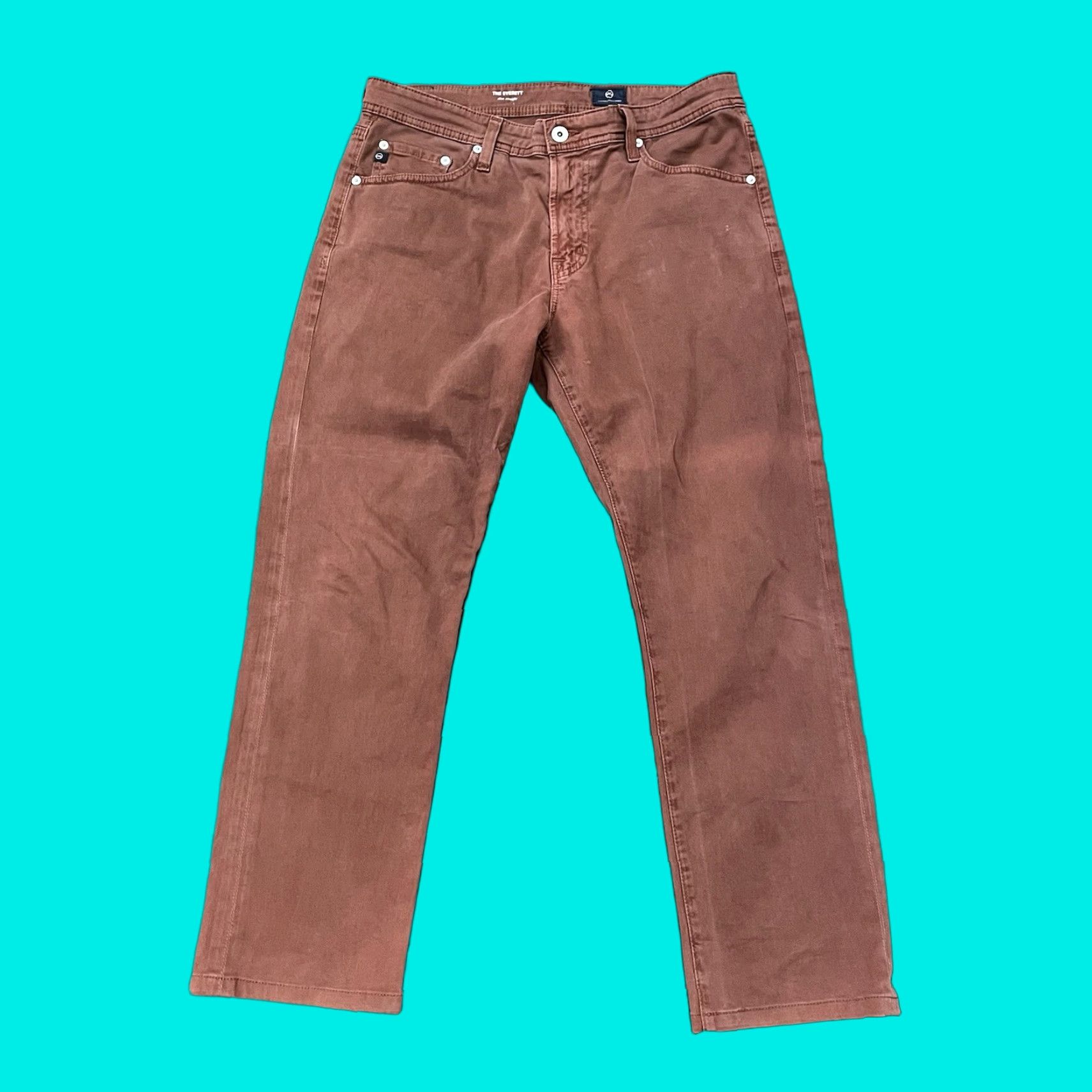 AG Adriano Goldschmied The Everett Chino Pants 31x34 Burgundy Men Slim Straight