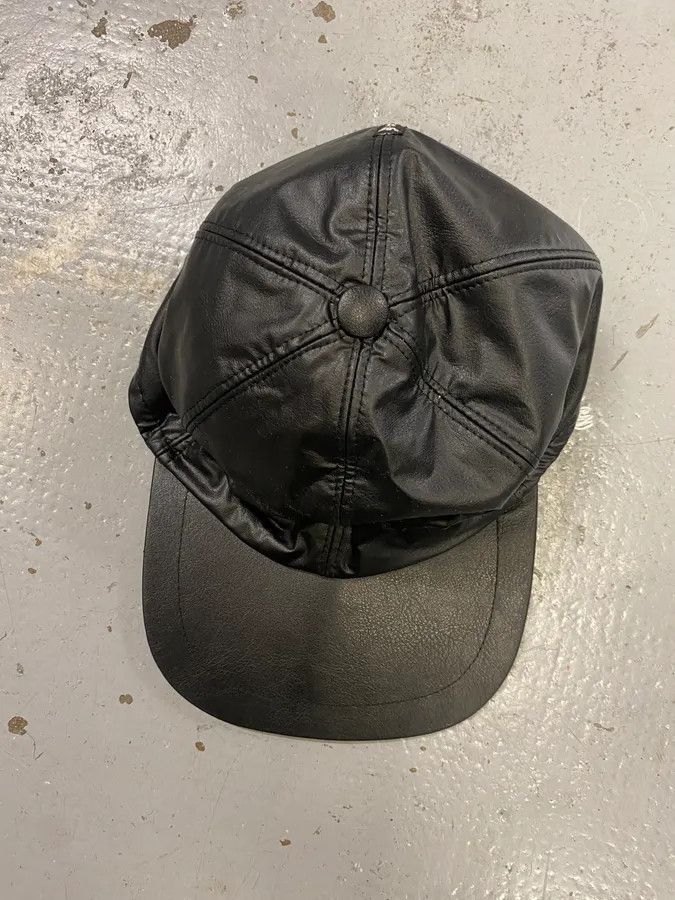 Vintage 2000s Armani Fake Leather Black Cap Size ONE SIZE - 3 Thumbnail