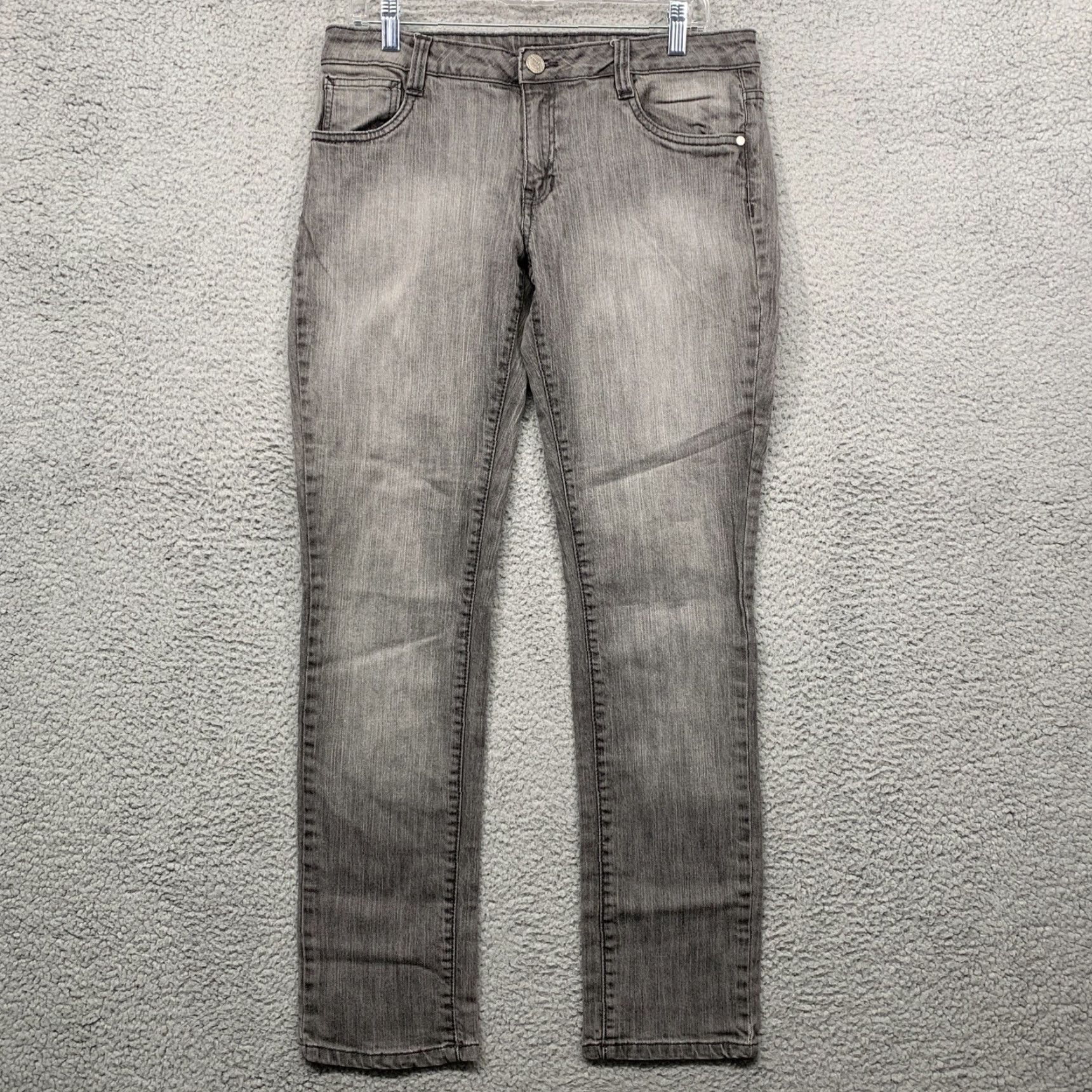 Southpole Southpole Jeans Women's Size 11 Straight Leg 5-Pocket Stone Washed Gray Denim Stretch Size 32" / US 10 / IT 46 - 2 Thumbnail