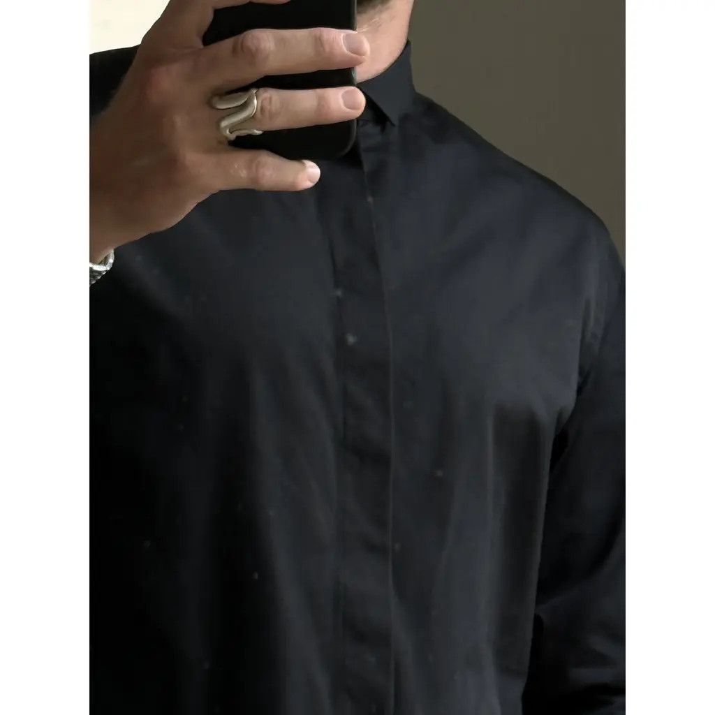 Balenciaga o1s1rm0825 Regular Tuxedo Shirt in Black Size US M / EU 48-50 / 2 - 5 Thumbnail