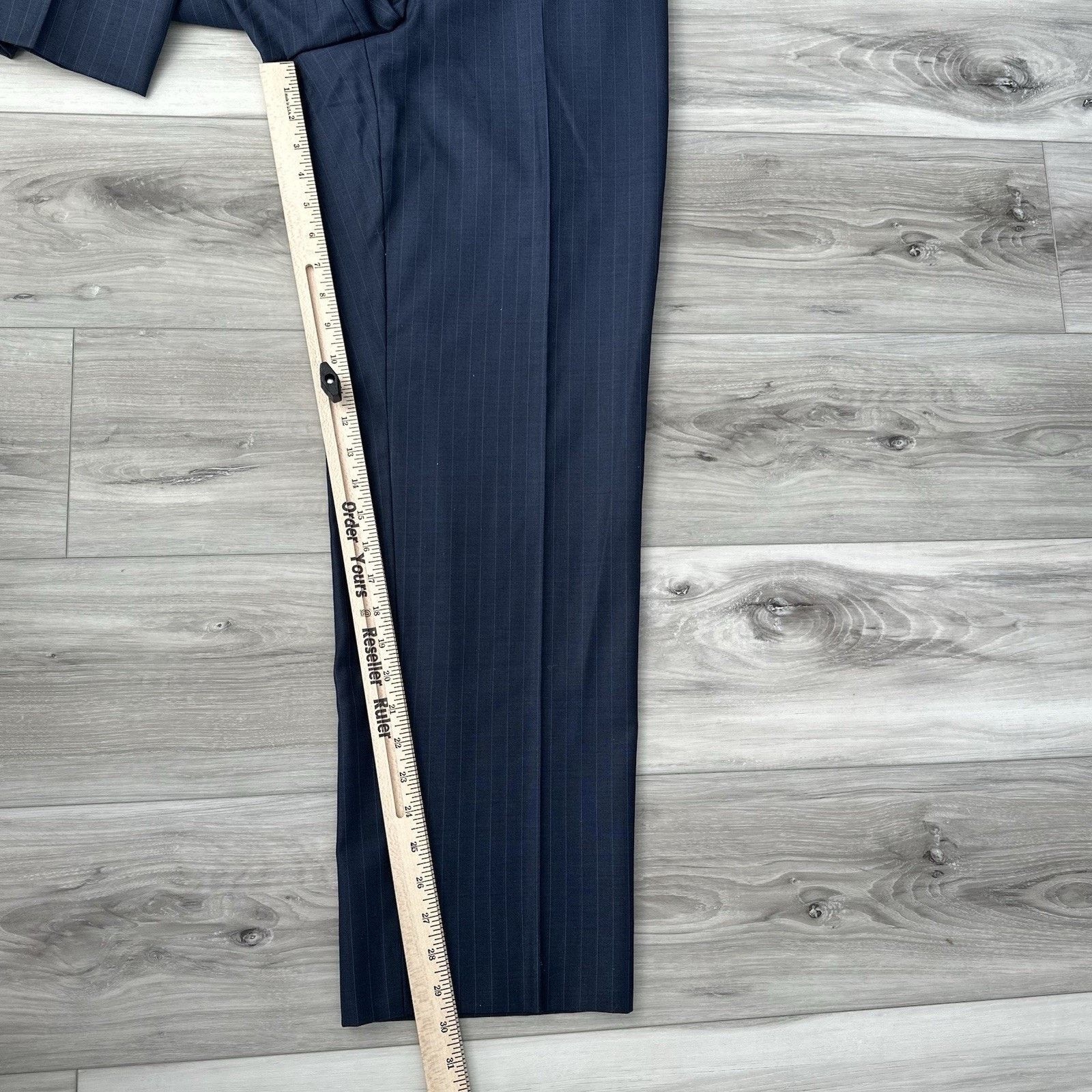 Daniel Cremieux Daniel Cremieux Loro Piana Super 130 Navy Pinstripe 42S Suit Size 42S - 10 Thumbnail