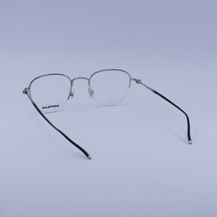 Montblanc Montblanc MB0129O 001 Eyeglasses Silver 49mm Geometric Frame Size ONE SIZE - 4 Thumbnail