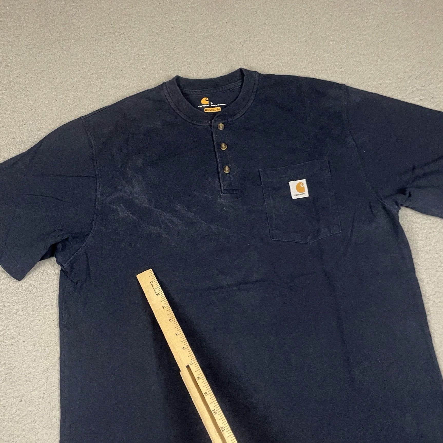 Carhartt Carhartt T Shirt Adult L Blue Short Sleeve Button Up Pocket Logo Distressed 90s Classic Dad Hipster Basic All Seasons One Pocket Tee Men Mens Size US L / EU 52-54 / 3 - 6 Thumbnail