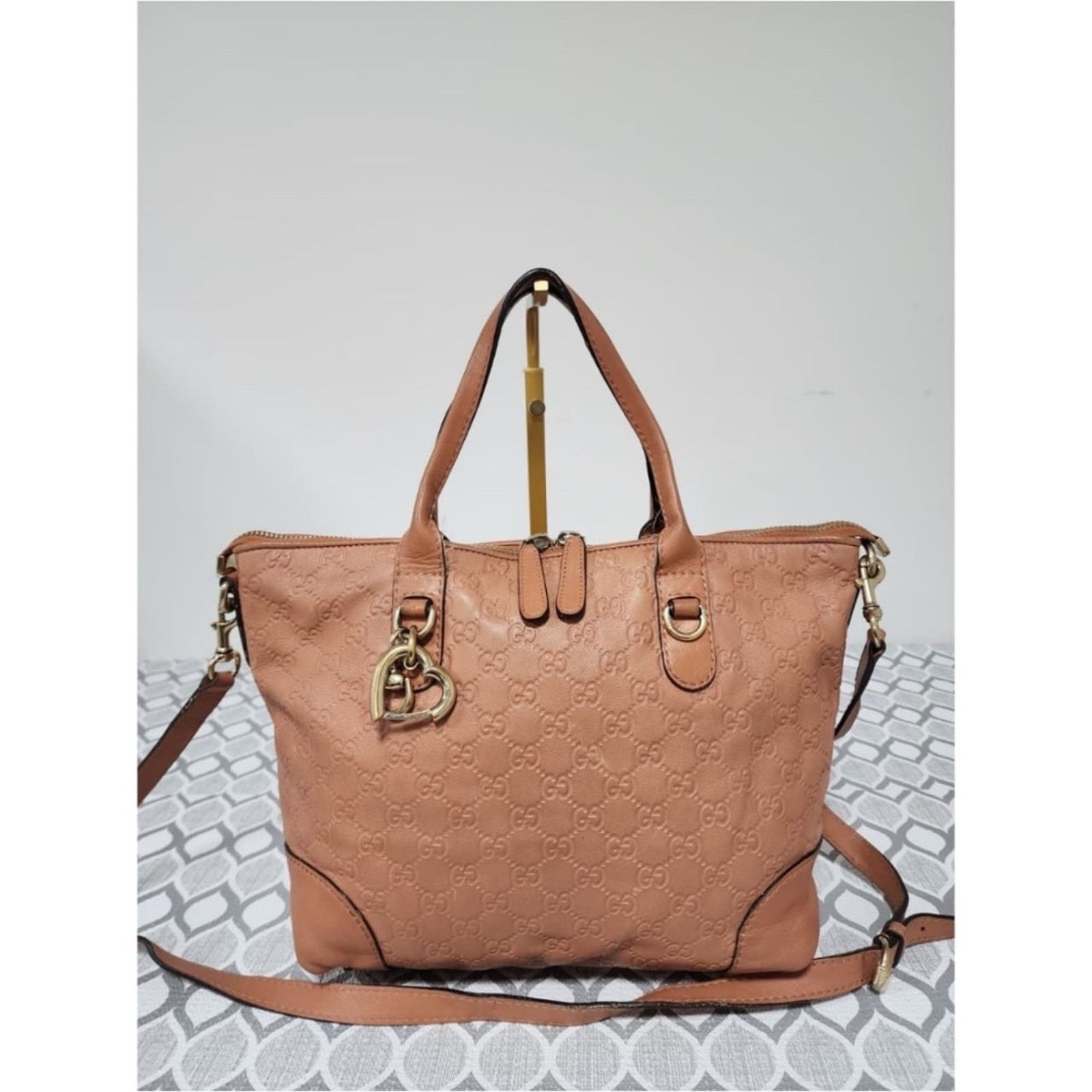 Gucci GUCCI Guccissima L Heart Bit Charm Top Handle Satchel Bag Pe Size ONE SIZE - 1 Thumbnail