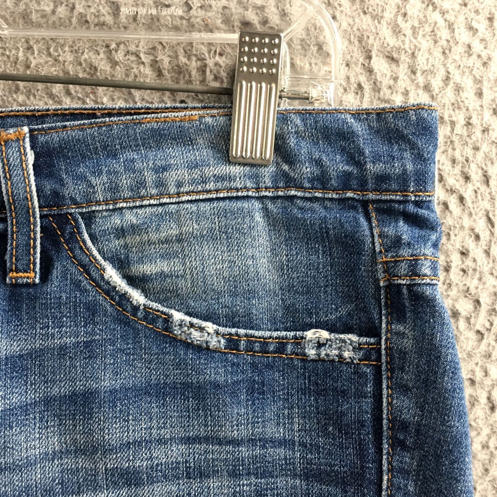 Vintage Flying Monkey Cutoff Distressed Jean Shorts Womens 27 Blue Denim Mid Rise Zip Shorts Denim Blue 90s Modern Womens Size 27" / US 4 / IT 40 - 5 Thumbnail
