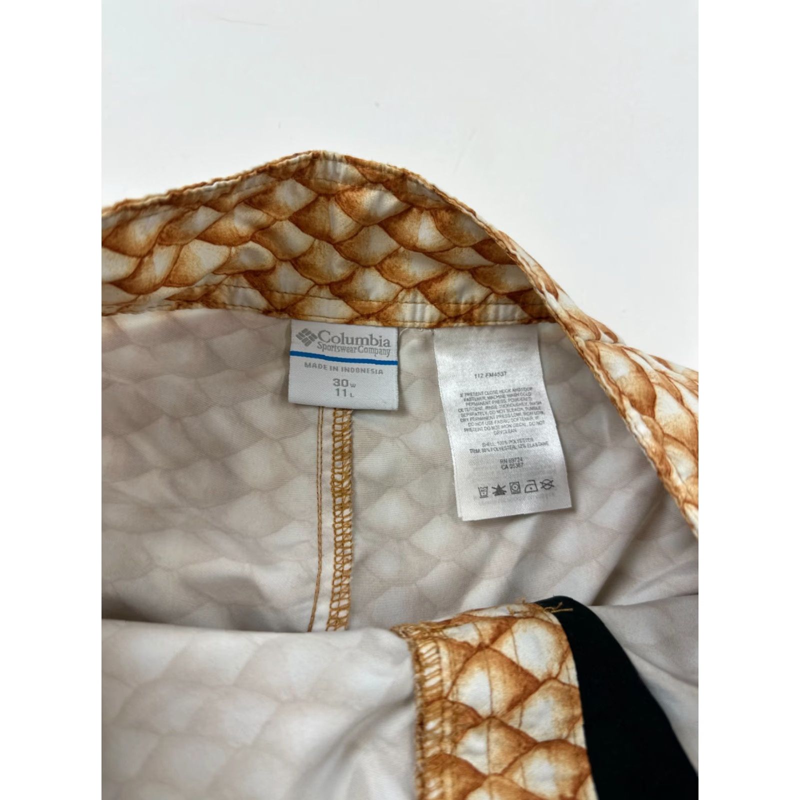 Vintage Columbia Mens Bottom 30 Tan Brown Fish Scale Print PFG Board Shorts Beach Swimwear Geometric Breathing Pockets Size US 30 / EU 46 - 6 Thumbnail