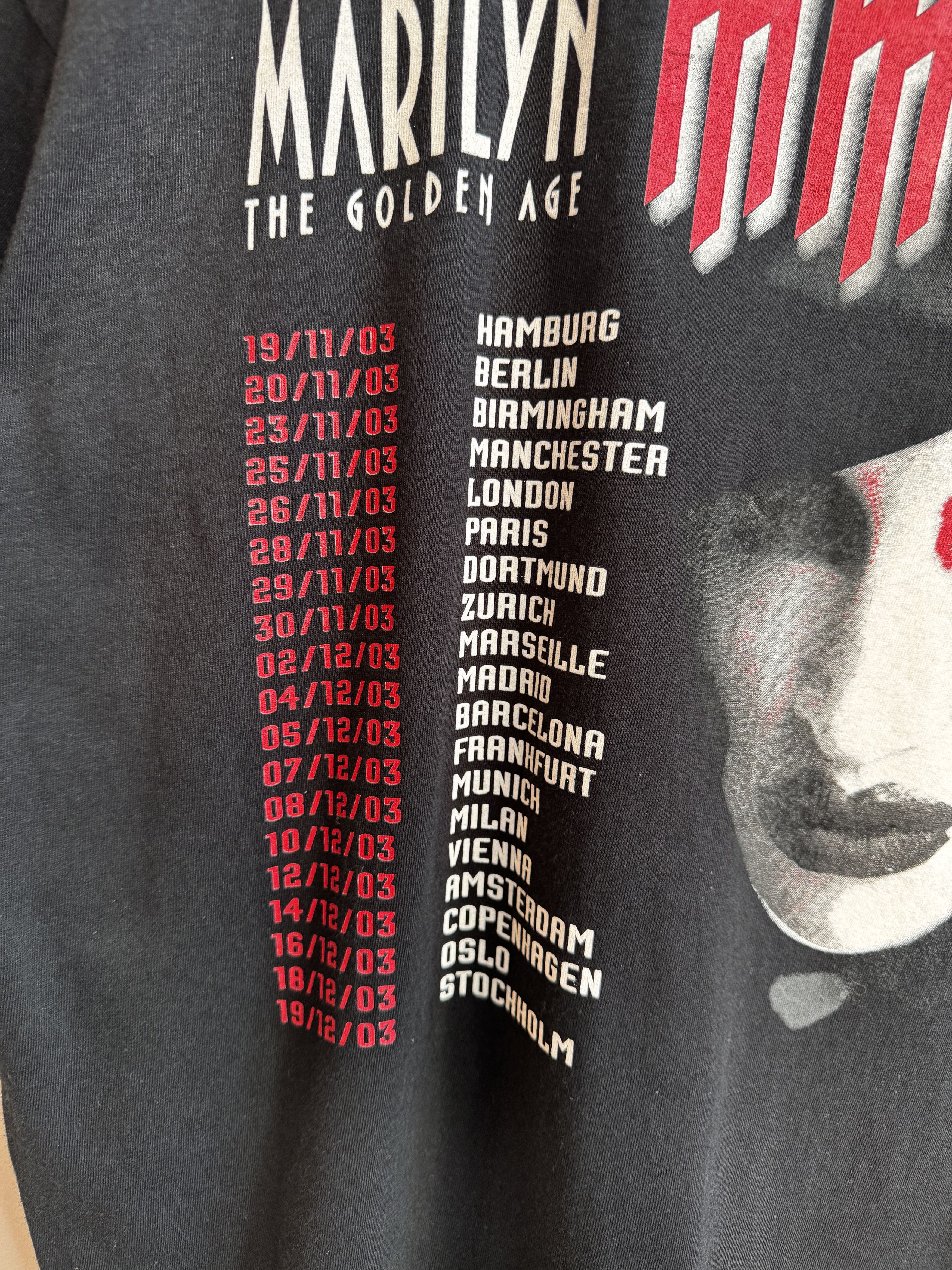 Marilyn Manson 2003 Marilyn Manson Euro Tour T Shirt Size XL Size US XL / EU 56 / 4 - 5 Thumbnail