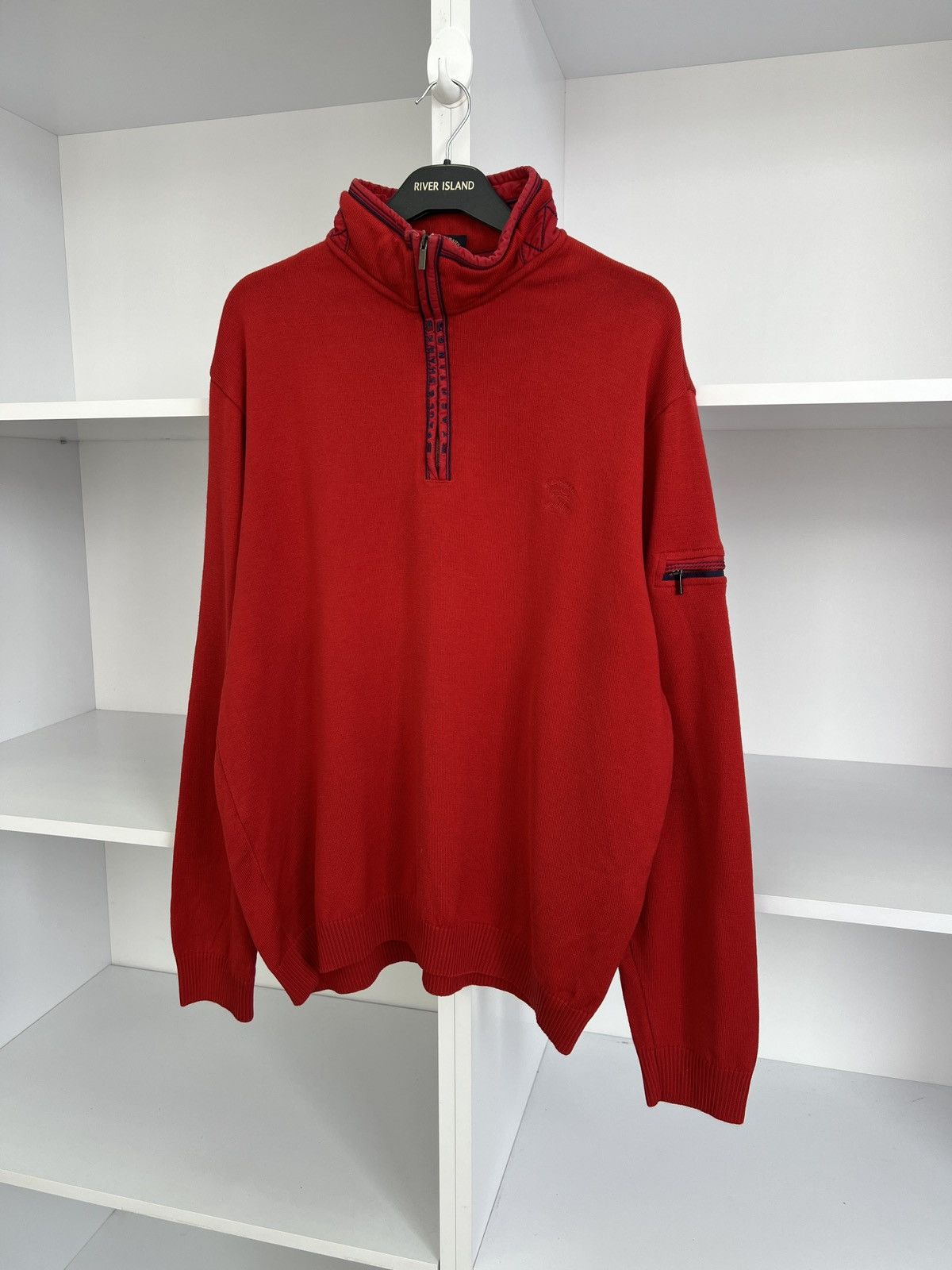 Paul & Shark × Vintage Vintage Paul Shark Red Knit 1/3 Zip Sweater Size US XXL / EU 58 / 5 - 4 Thumbnail