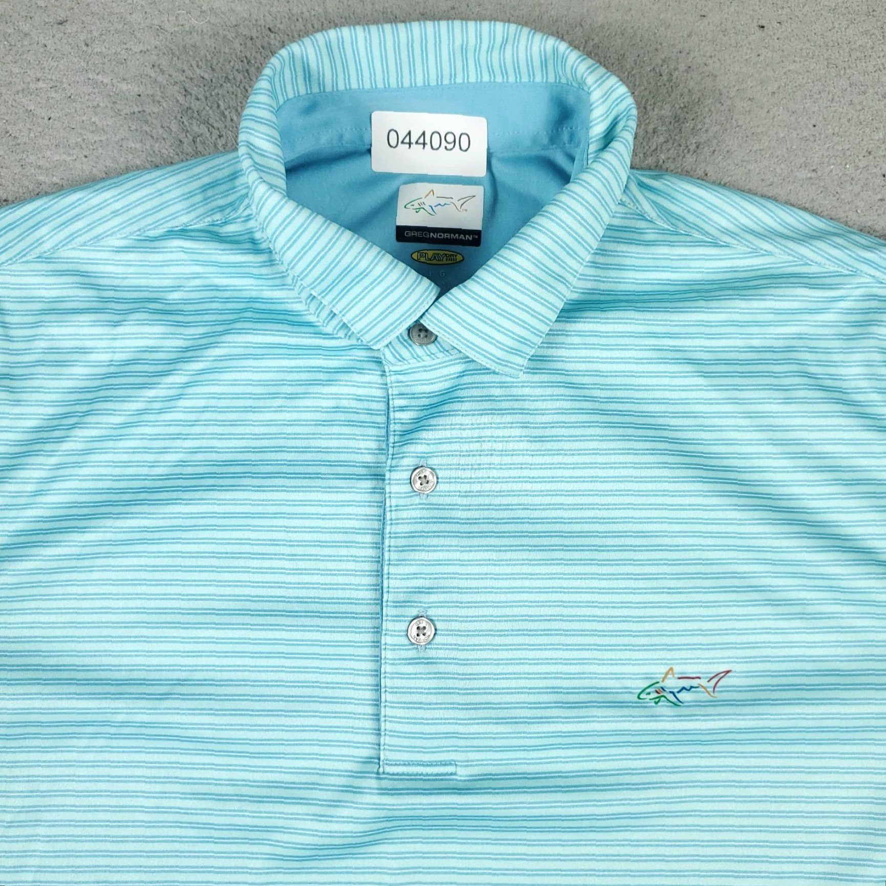 Vintage VINTAGE Greg Norman Polo Shirt Mens L Blue Striped Shark Polo Shirt Adult Large Blue Striped Shark Brand Sports Mens Size US L / EU 52-54 / 3 - 2 Thumbnail