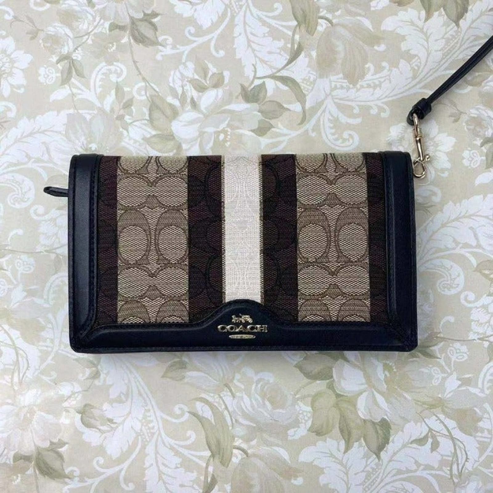 Coach COACH C5884 WOMEN'S FOLDOVER CROSSBODY IN KHAKI BLACK MULTI Size ONE SIZE - 2 Thumbnail