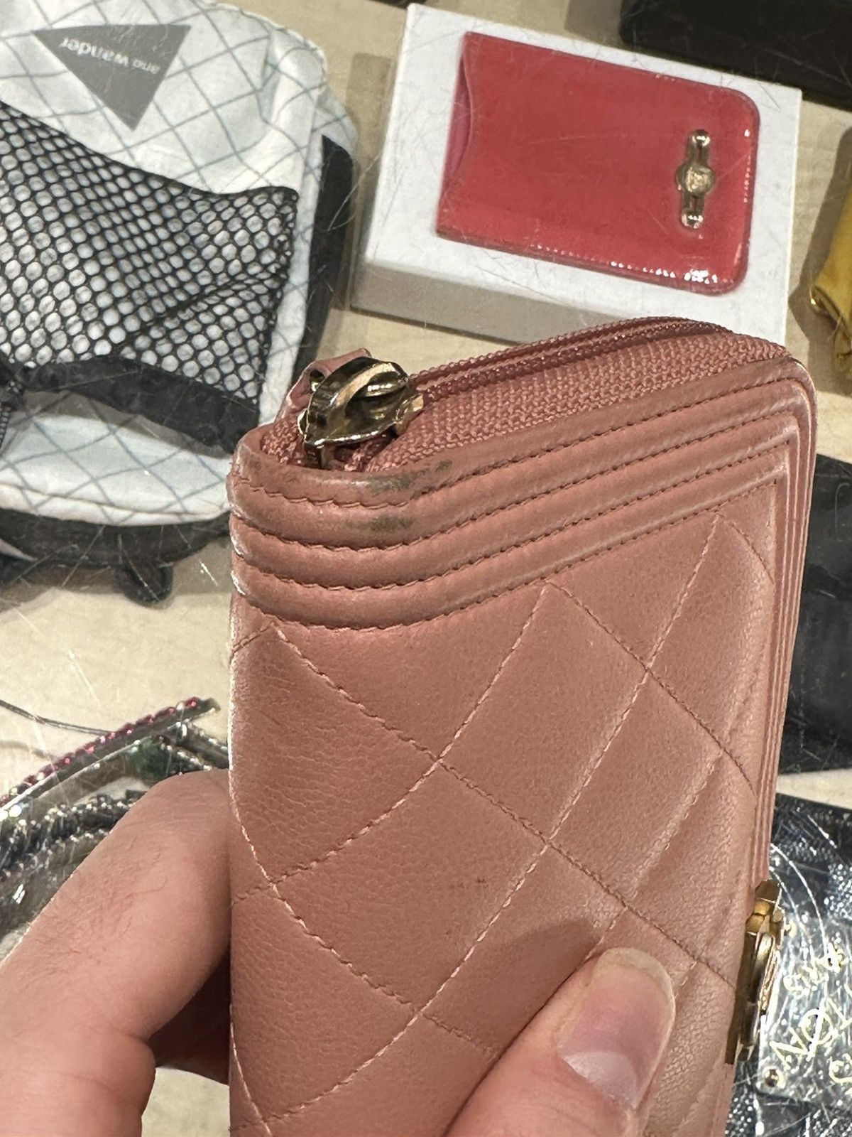 Chanel Chanel Boy Lambskin Wallet Peach Size ONE SIZE - 8 Thumbnail