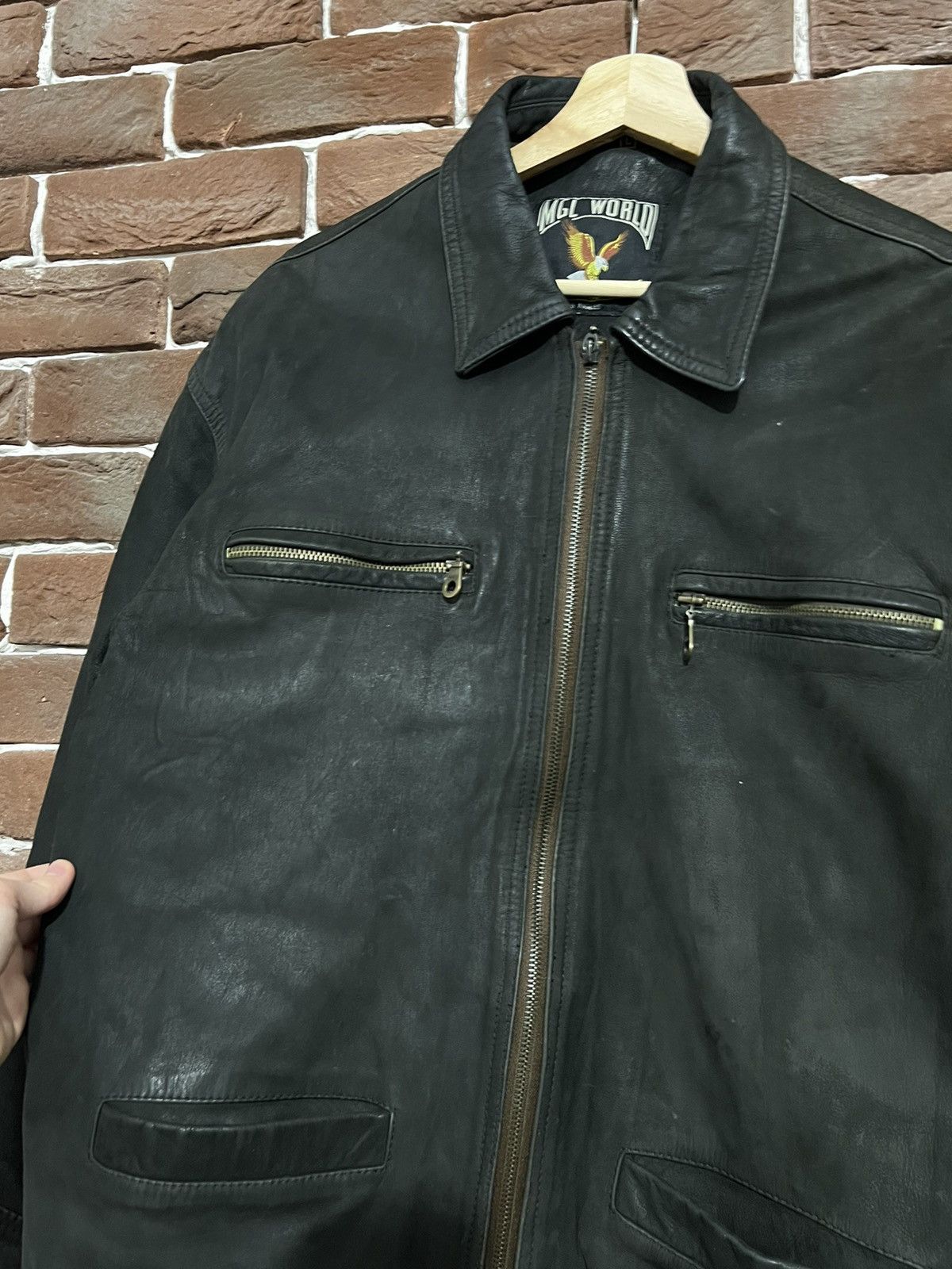 Vintage Rare Vintage Genuine Leather Boxy Cropped Jacket 90s Metal Size US L / EU 52-54 / 3 - 3 Thumbnail