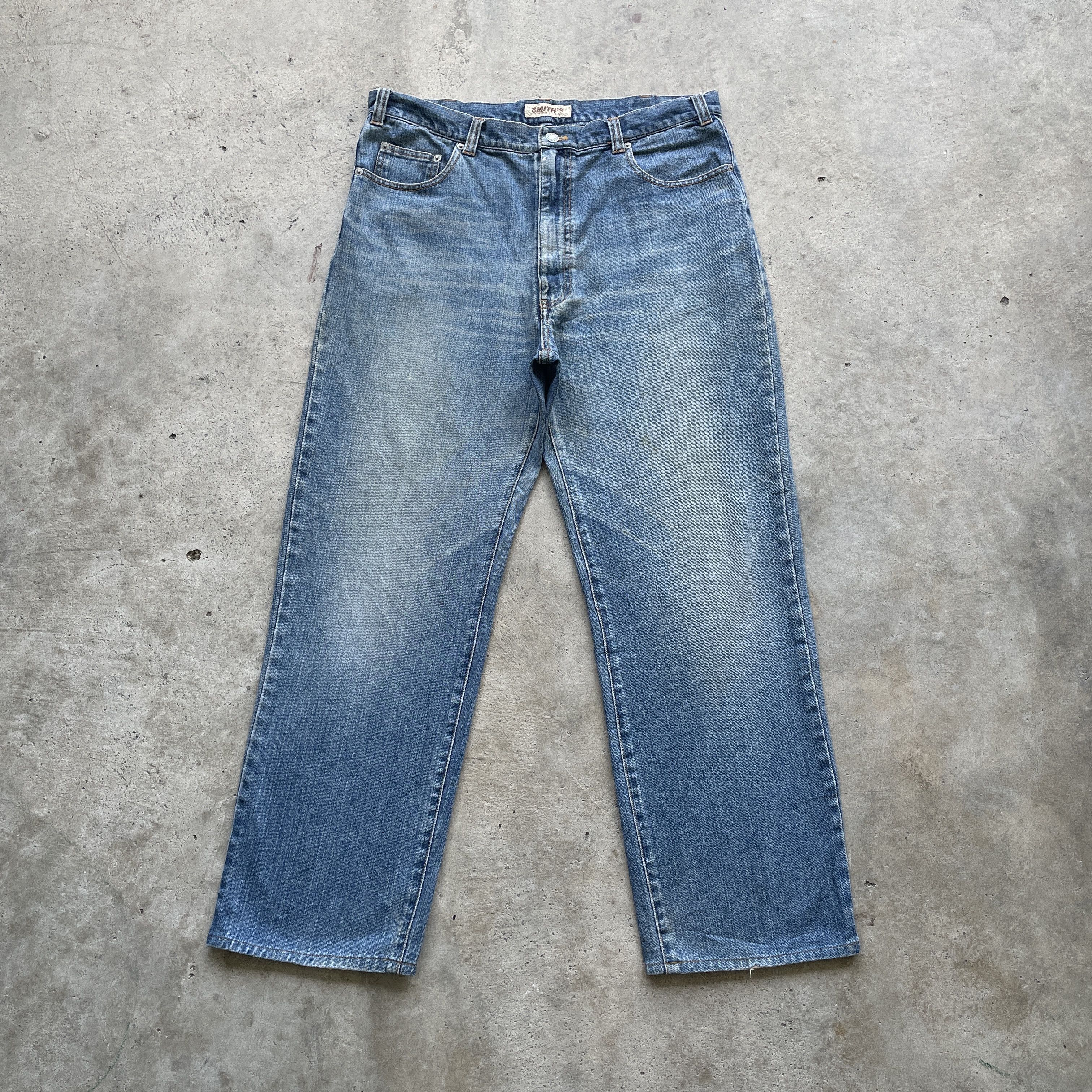 Jean × Vintage VINTAGE SMITH’S AMERICAN FADED DENIM BAGGY JEANS PANTS W35 Size US 35 - 2 Thumbnail