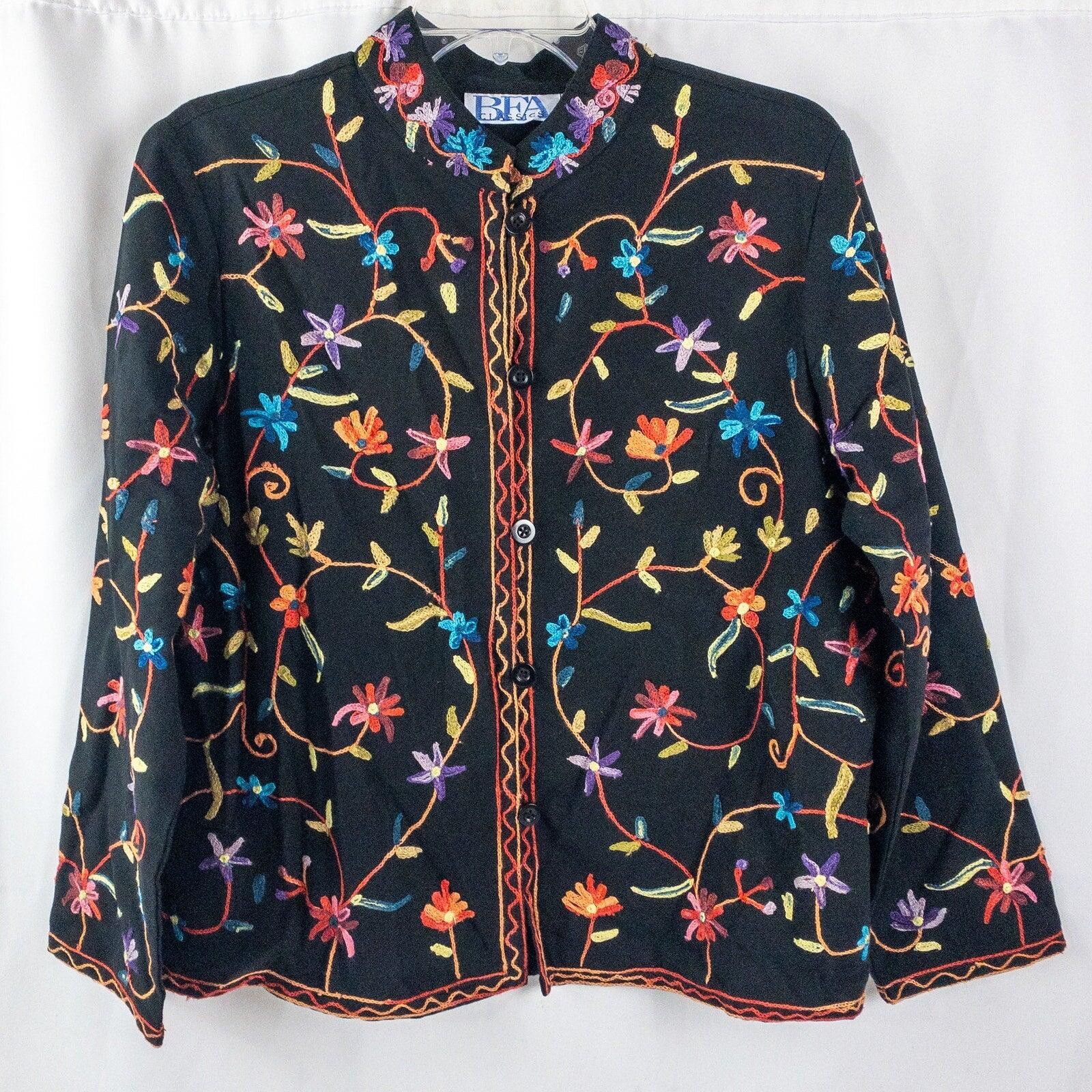 Other BFA Classics Black Embroidered Flower Jacket Womens Medium Size M / US 6-8 / IT 42-44 - 1 Thumbnail