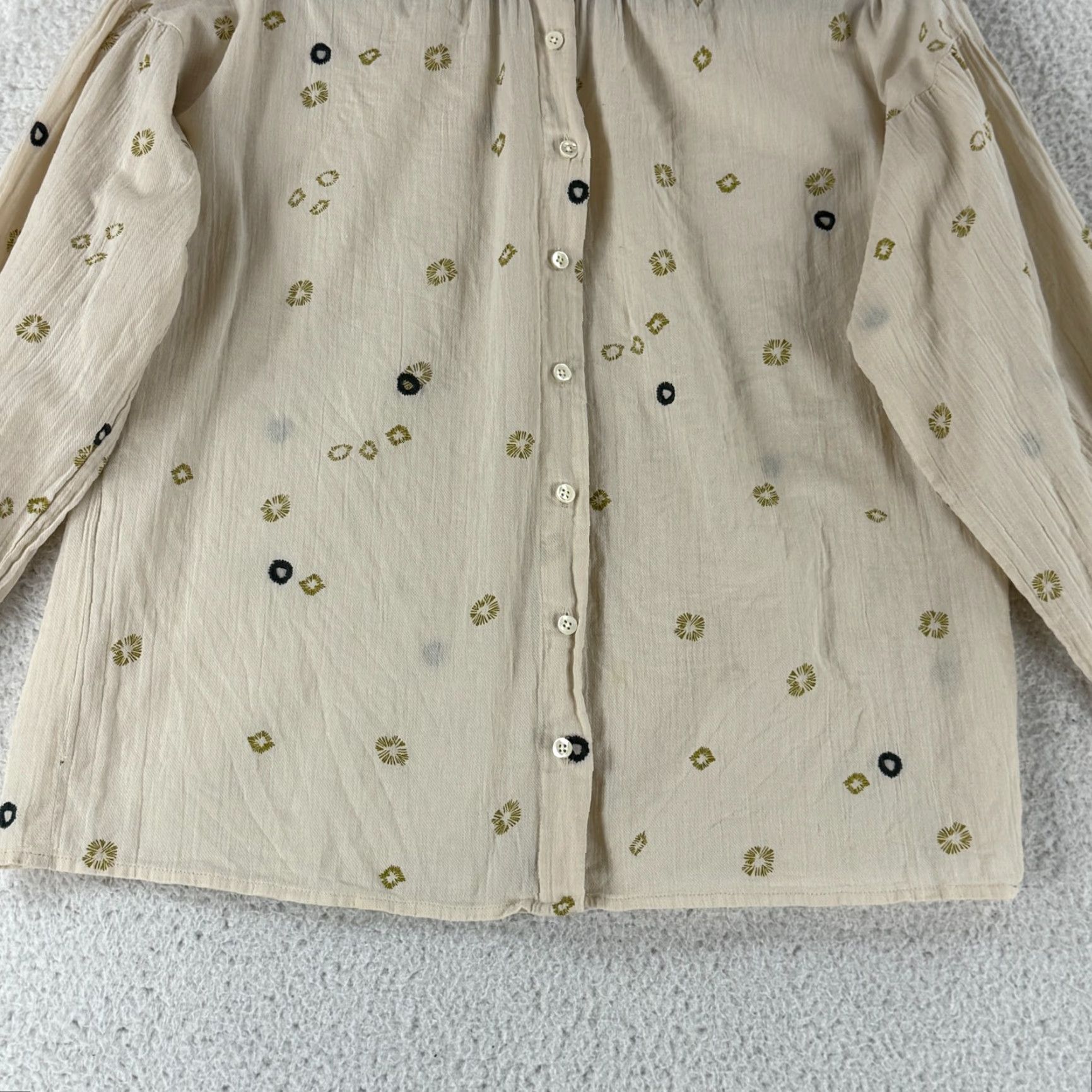 CLOSED Closed Alexia Top Womens Small Ivory Button-Up Long Sleeve 100% Cotton Casual Size S / US 4 / IT 40 - 4 Thumbnail