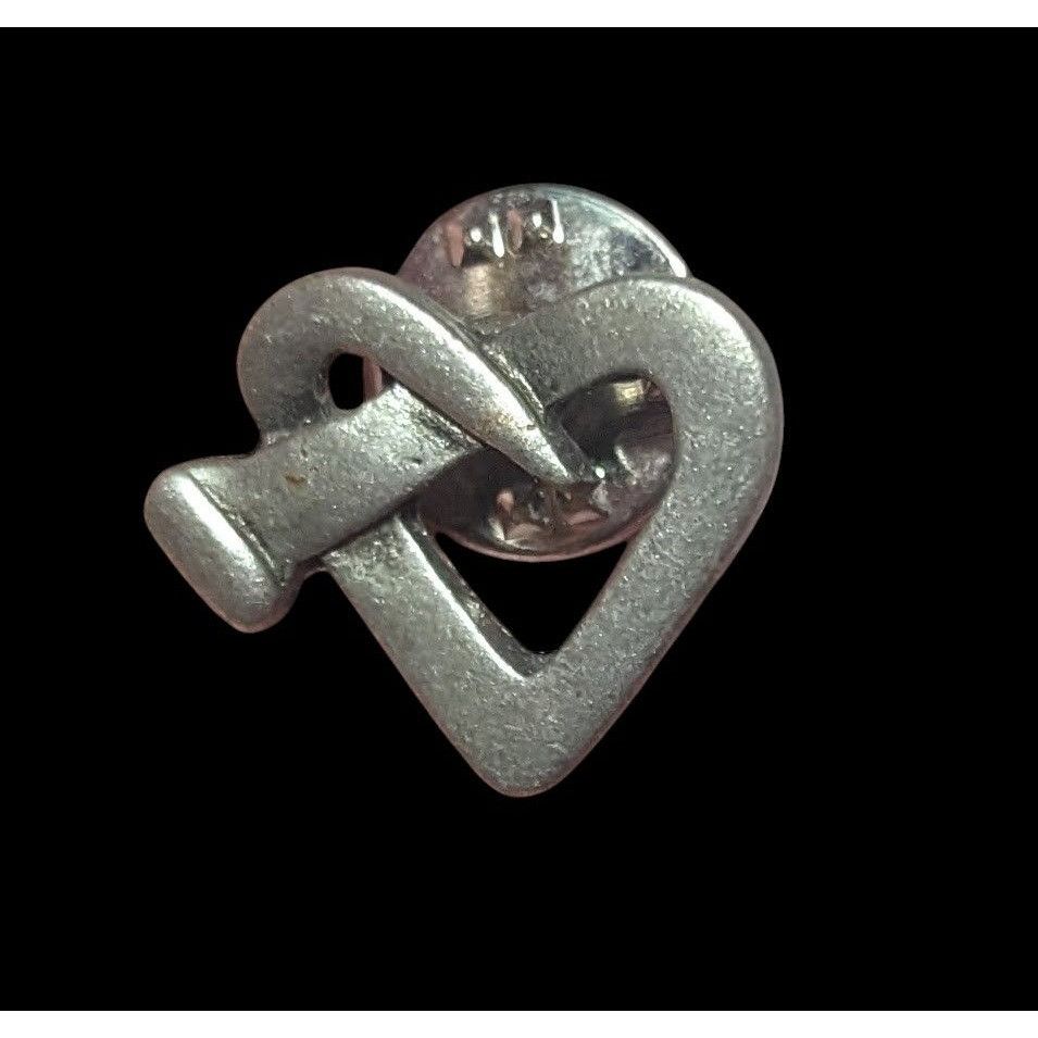 Other CTA Twisted Nail Heart Silver Tone Lapel Pin Size ONE SIZE - 3 Thumbnail