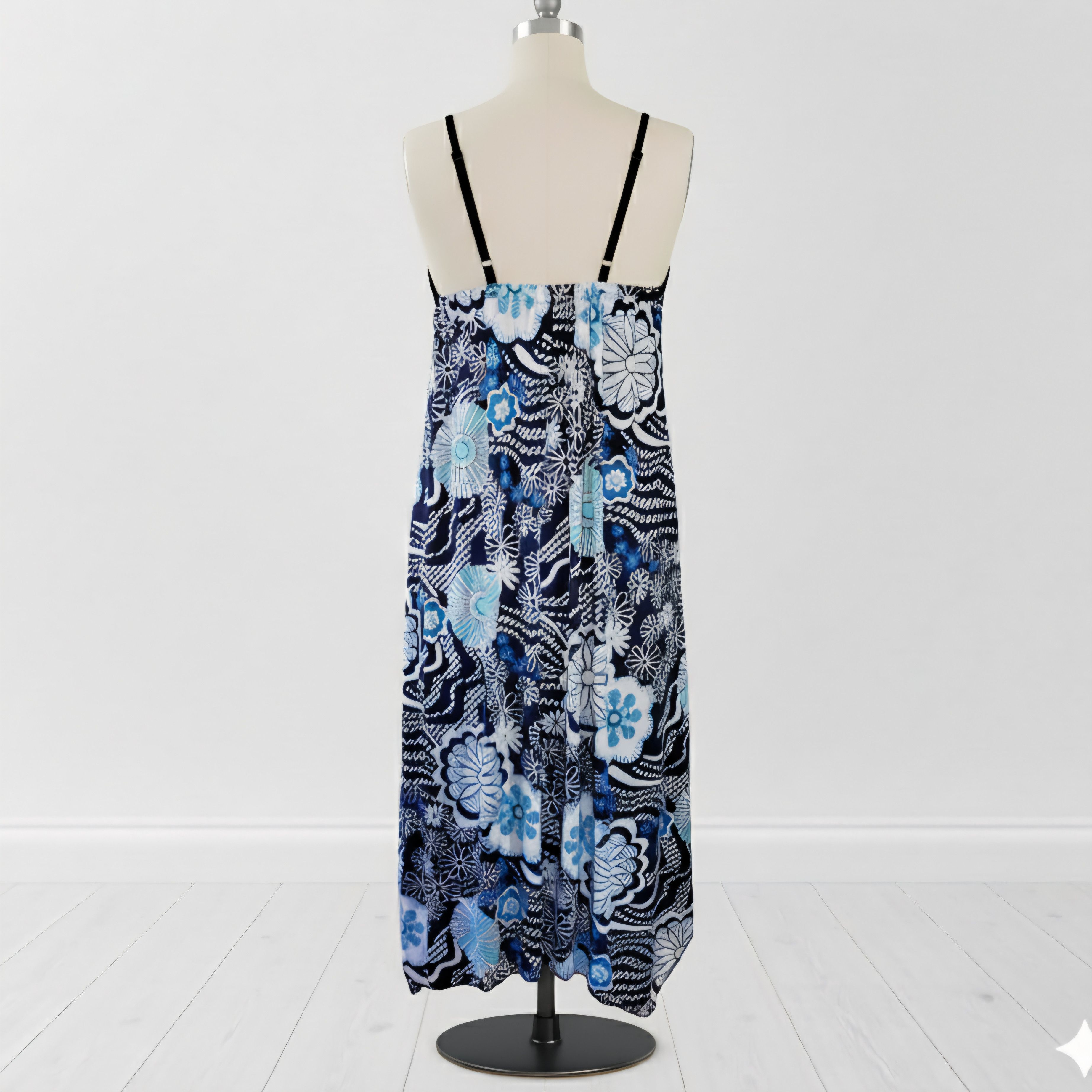 Other India Boutique OS / M-XXL Dress Cover-up Blue Floral Adjust Size ONE SIZE - 3 Thumbnail