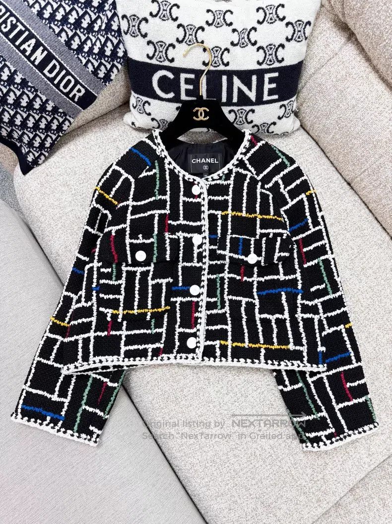 Chanel Chanel Colorful maze pattern striped tweed woven long-slee Size S / US 4 / IT 40 - 2 Thumbnail