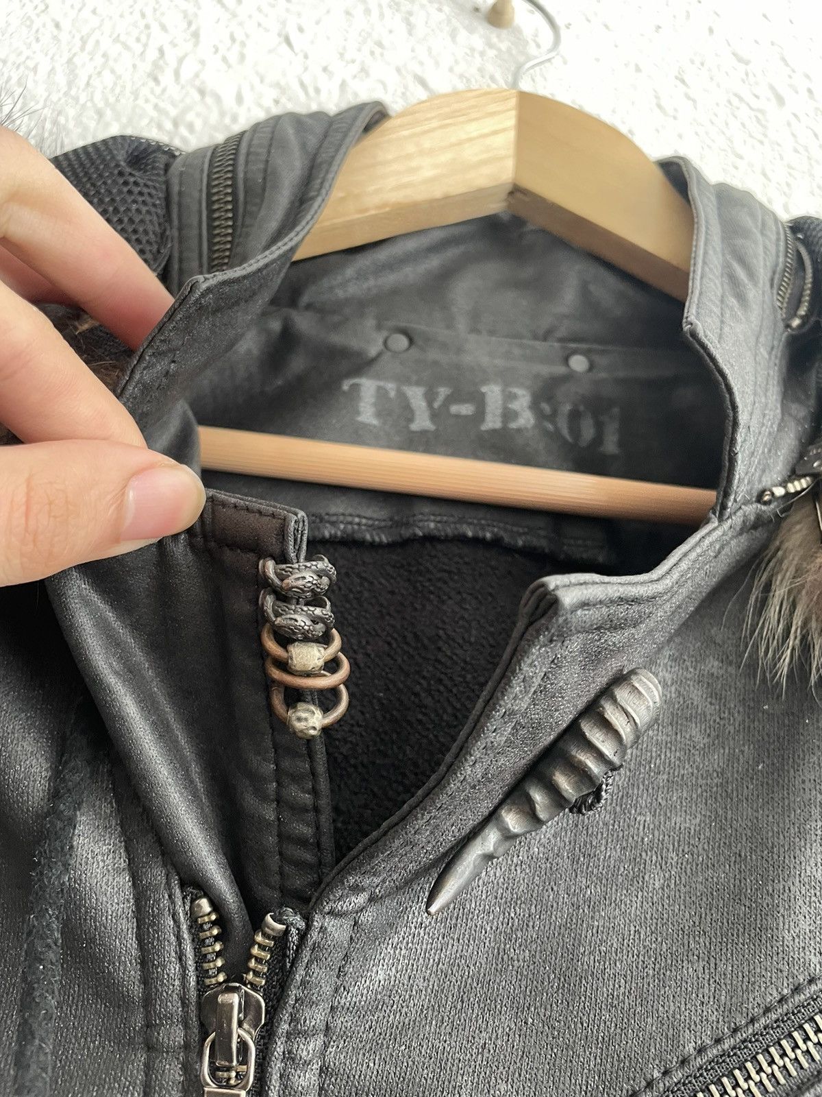 14th addiction fur hoodie leather jacket