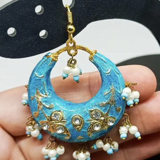 Other Meenakari Chandbali India hoop dangle earrings Size ONE SIZE - 2 Thumbnail