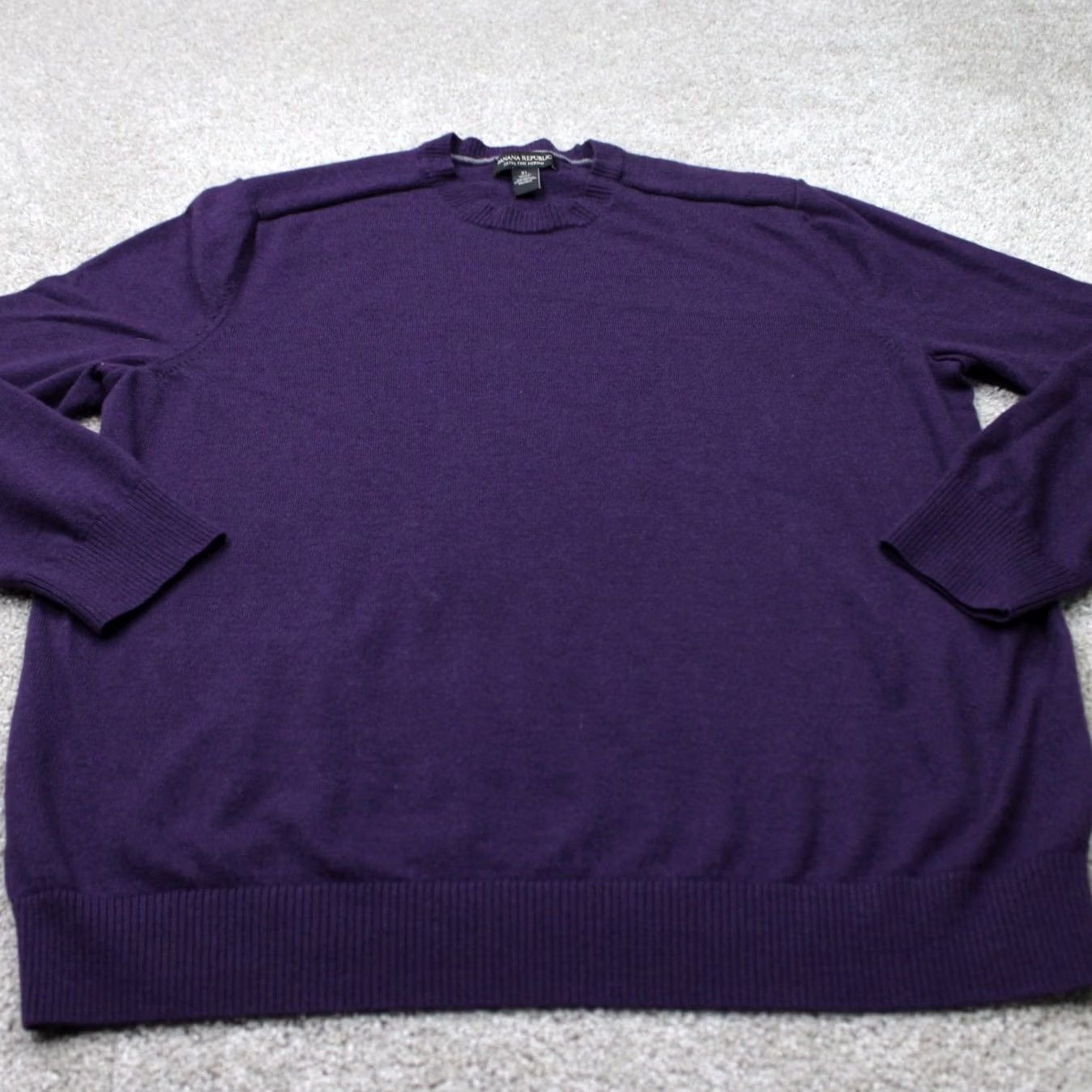 Banana Republic Banana Republic Sweatshirt Mens XL Purple Merino Wool Crewneck L/S Pullover Solid Classic Computer-Generated Title Adjustments: Size US XL / EU 56 / 4 - 3 Thumbnail