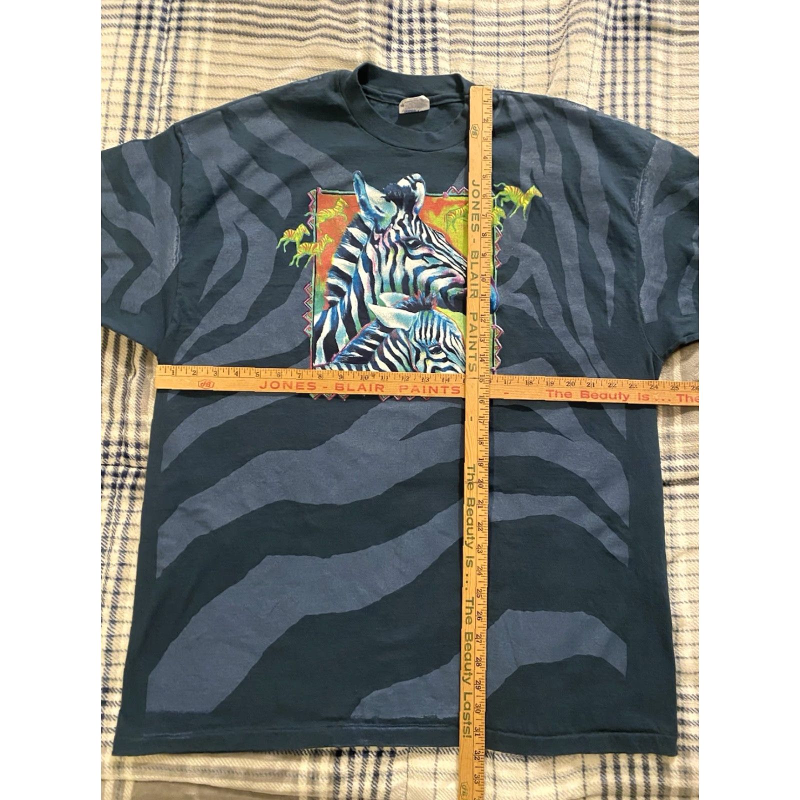 Hanes VINTAGE 90s Hanes Beefy-T Zebra Graphic T-Shirt Fort Worth Zoo Blue 2XL Men Size US XXL / EU 58 / 5 - 4 Thumbnail
