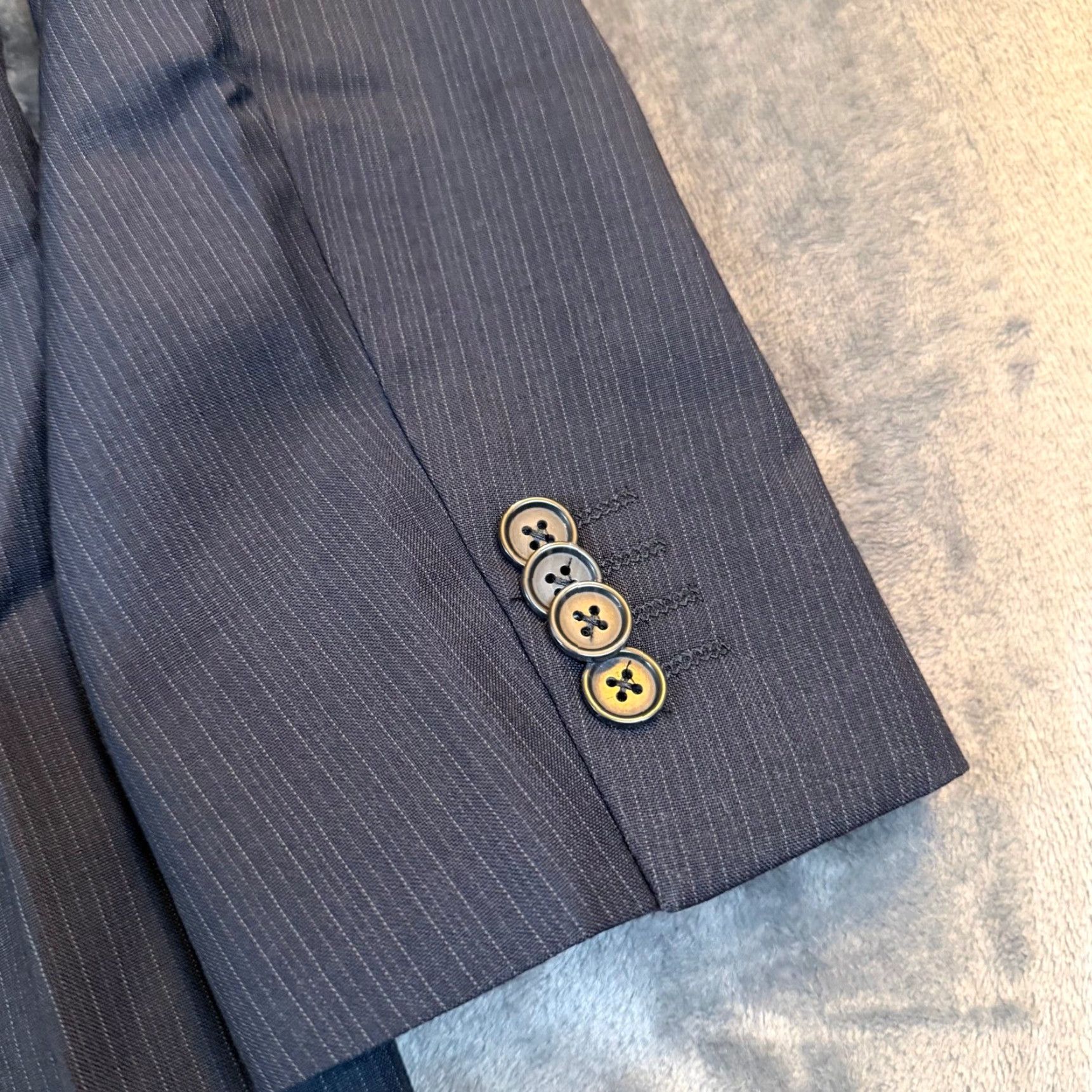 Banana Republic Banana Republic Blazer Mens 40R Regular Wool Pinstripe 2 Button Notch Lapel Business Jacket Navy Blue Mens Size 40R - 6 Thumbnail