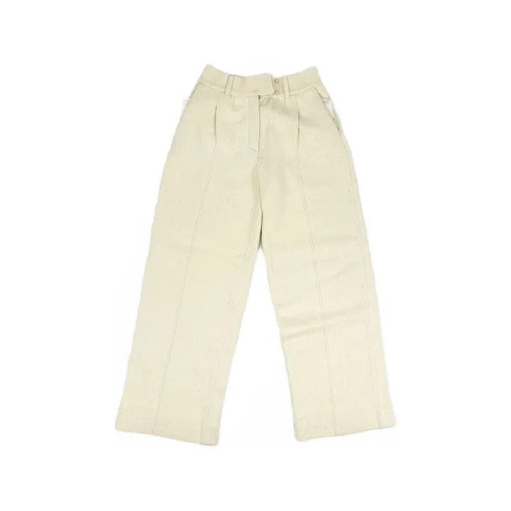 Fendi Fendi Women's Cotton Wide-Leg Trousers in White -2507 Size 37" - 2 Thumbnail