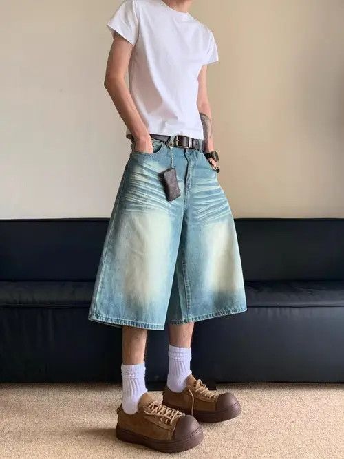 Japanese Brand × Jean Blue washed vintage casual denim shorts y2k Size US 32 / EU 48 - 1 Thumbnail